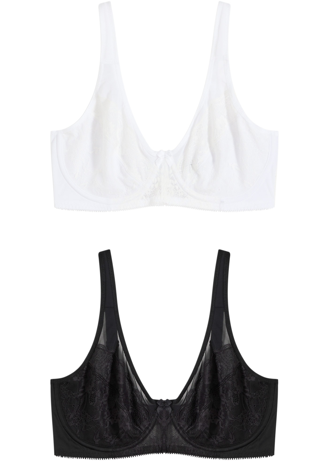 bonprix Soutien-gorge minimisant Packung, 2 mit Bügel, mit Spitze und transparenten Details