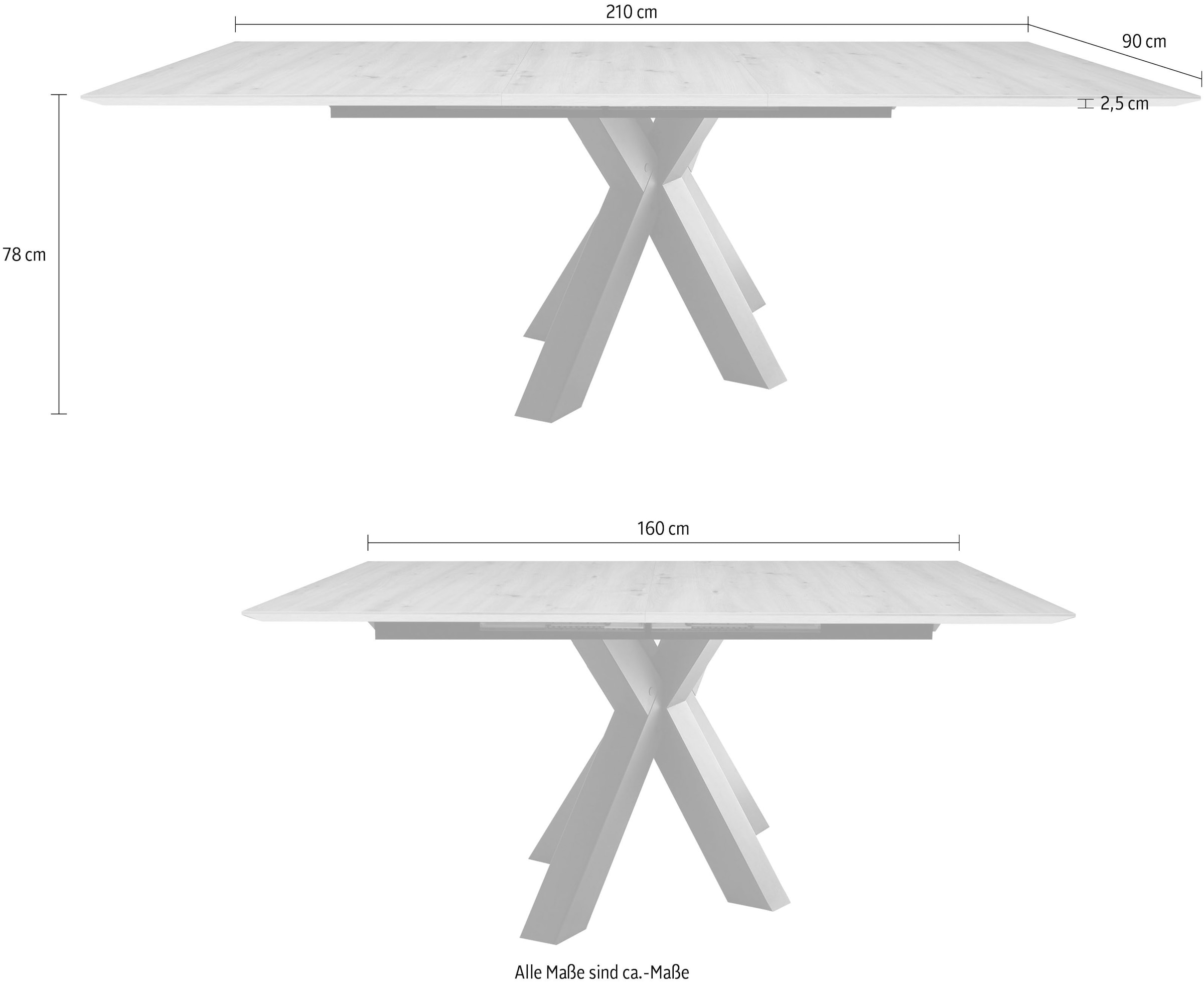 Mäusbacher Esstisch »Faro« Faro Esstisch schweizer Kante, ausziehbar bis 210 cm, Synchronauszug