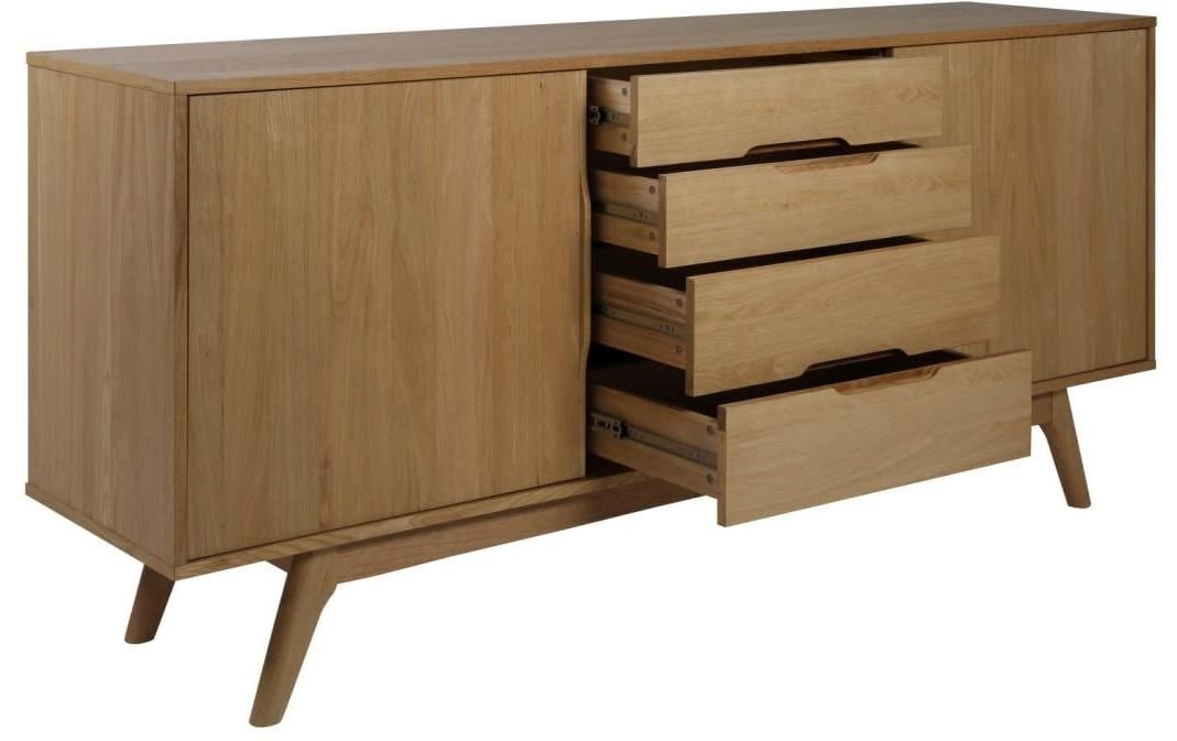 AC Design Sideboard »Marte« Anrichte, Eiche/Furnier, 2 Schiebetüren, 4 Schubladen, Breite 180 cm