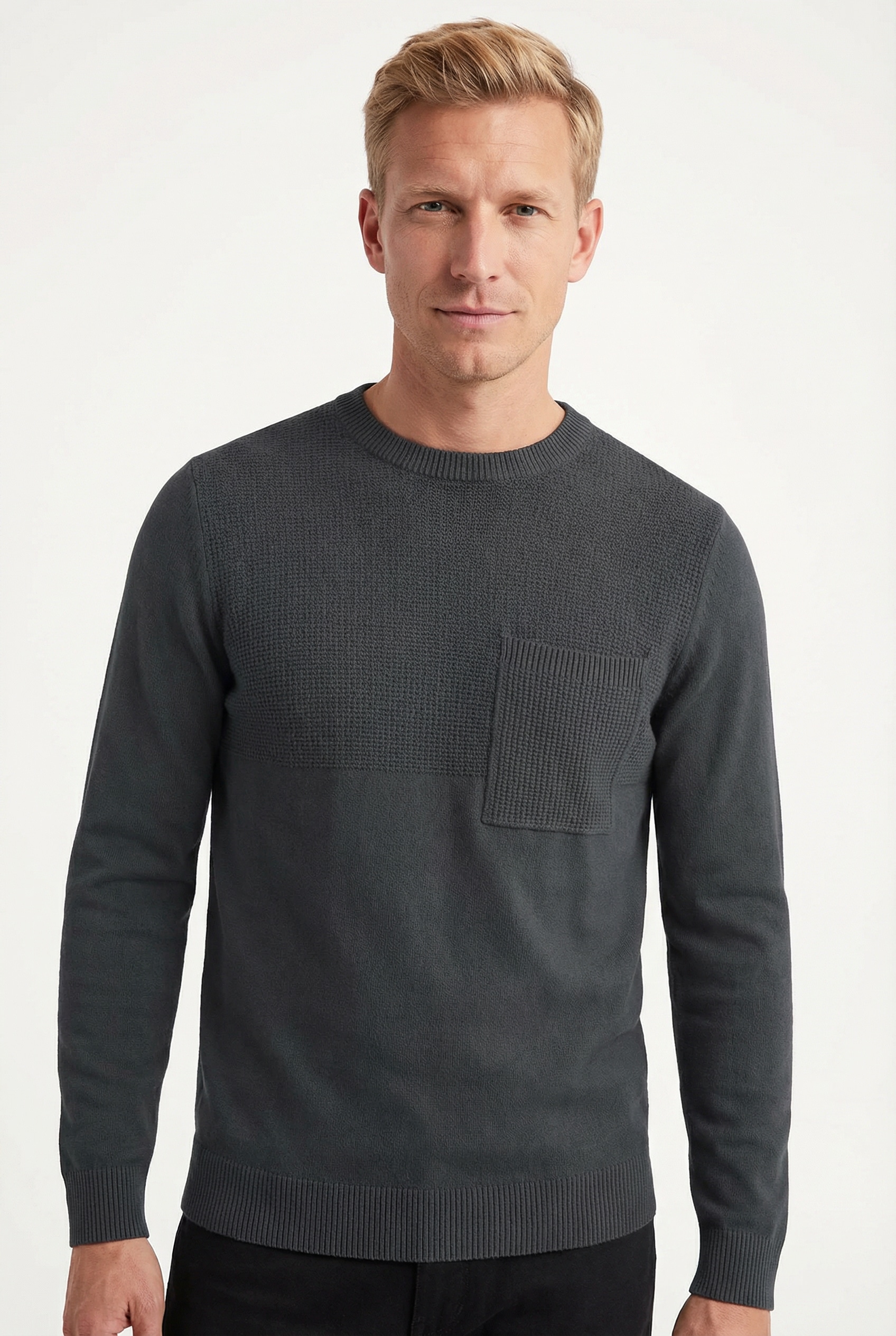 Joop Jeans Pull à col rond »Owin« im Materialmix