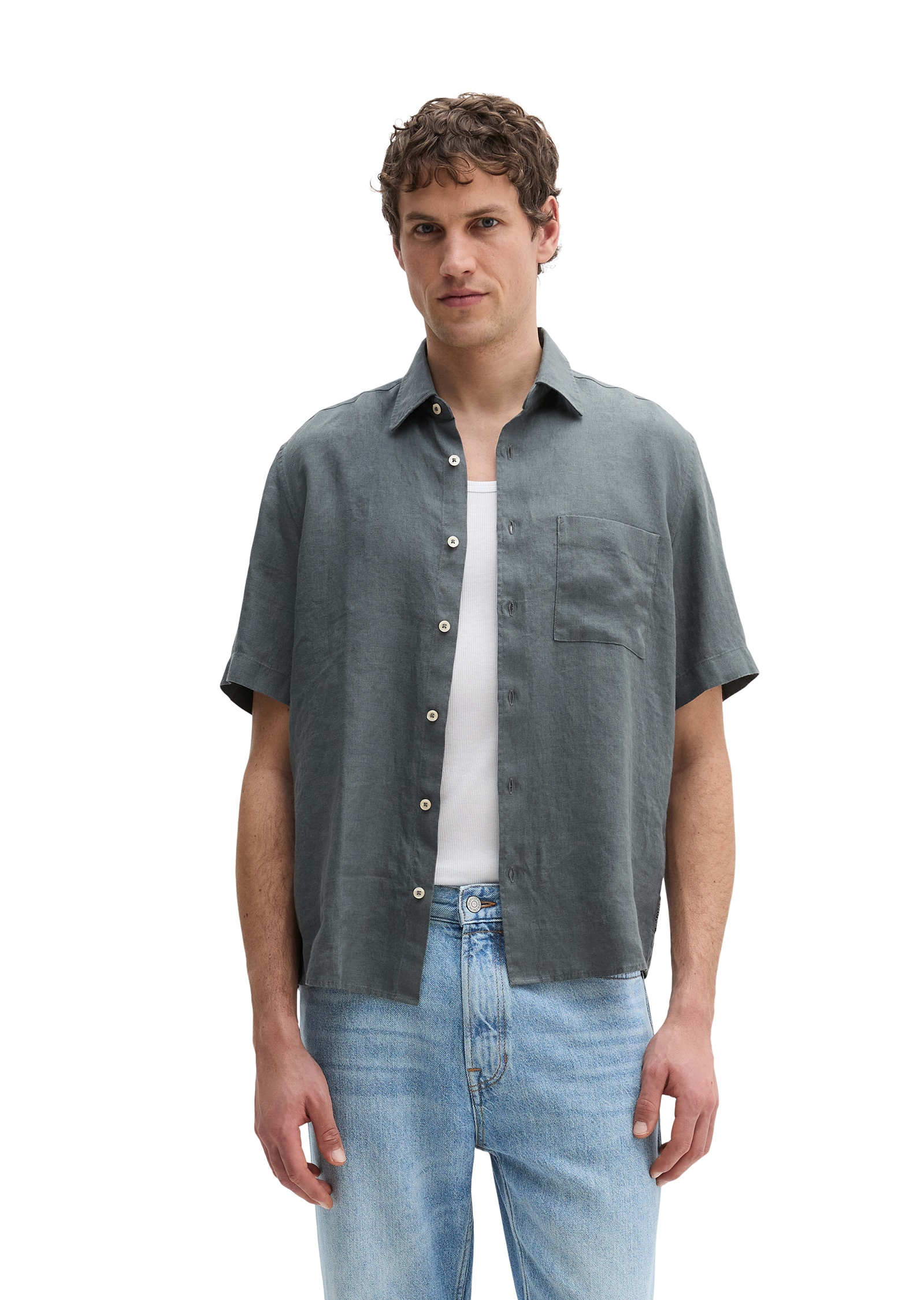 Marc O'Polo Chemise en lin mit aufgesetzter Brusttasche