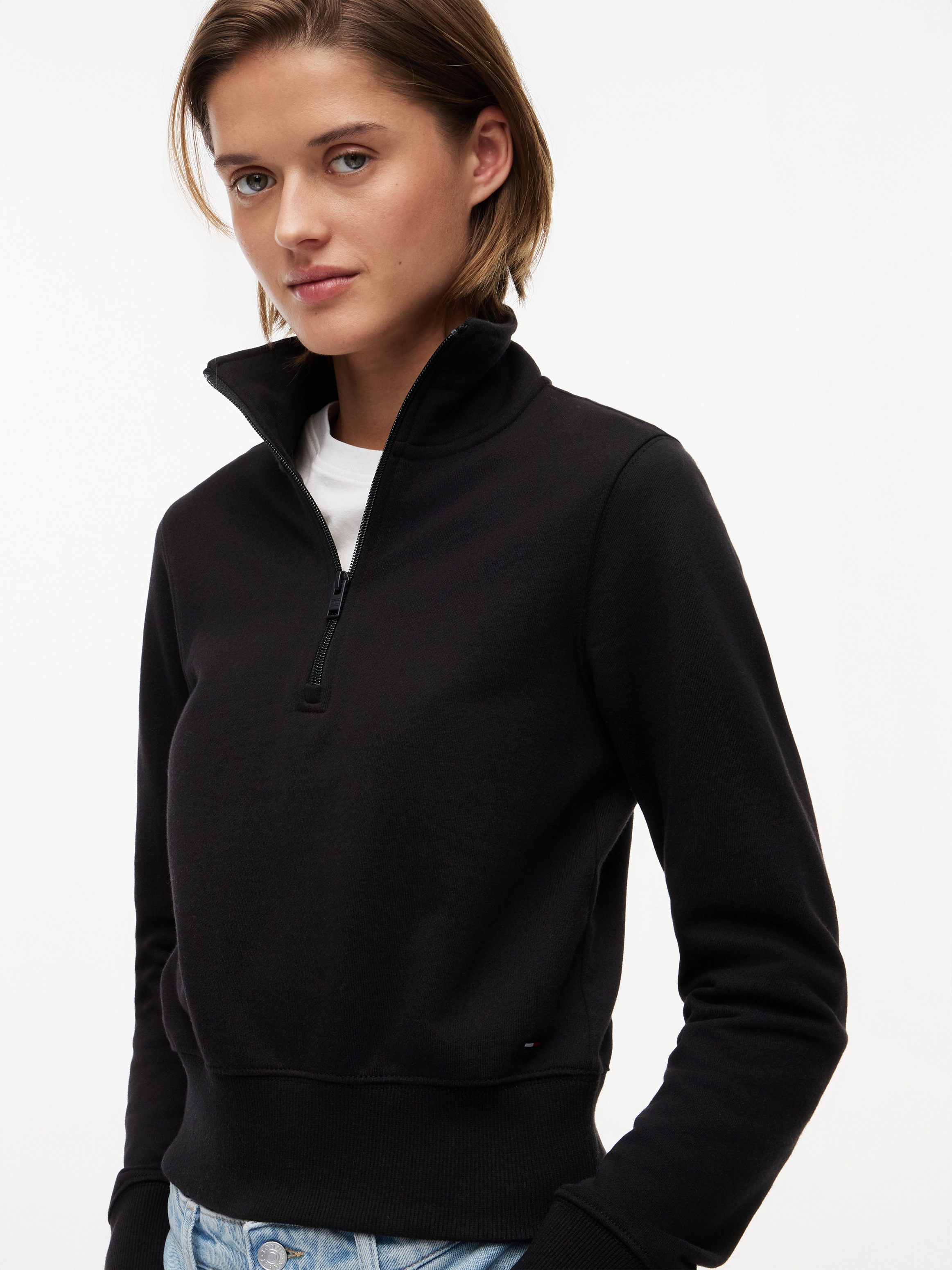 Tommy Jeans Sweat-shirt »TJW SLIM S FLAG 1/4 ZIP MOCKNECK«, Coton, coupe slim
