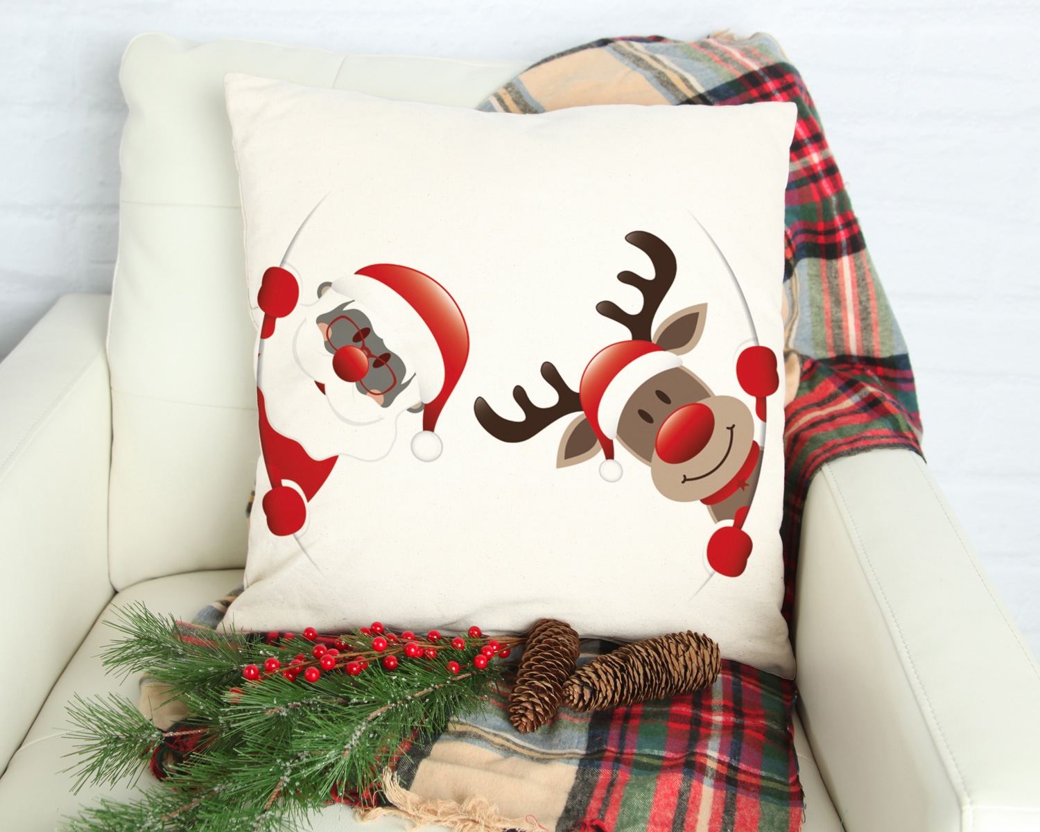 queence Coussin décoratif »Santa« Kissenhülle,Weihnachtsmann,Rentier,Weihnachten,Festlich,Winterlich