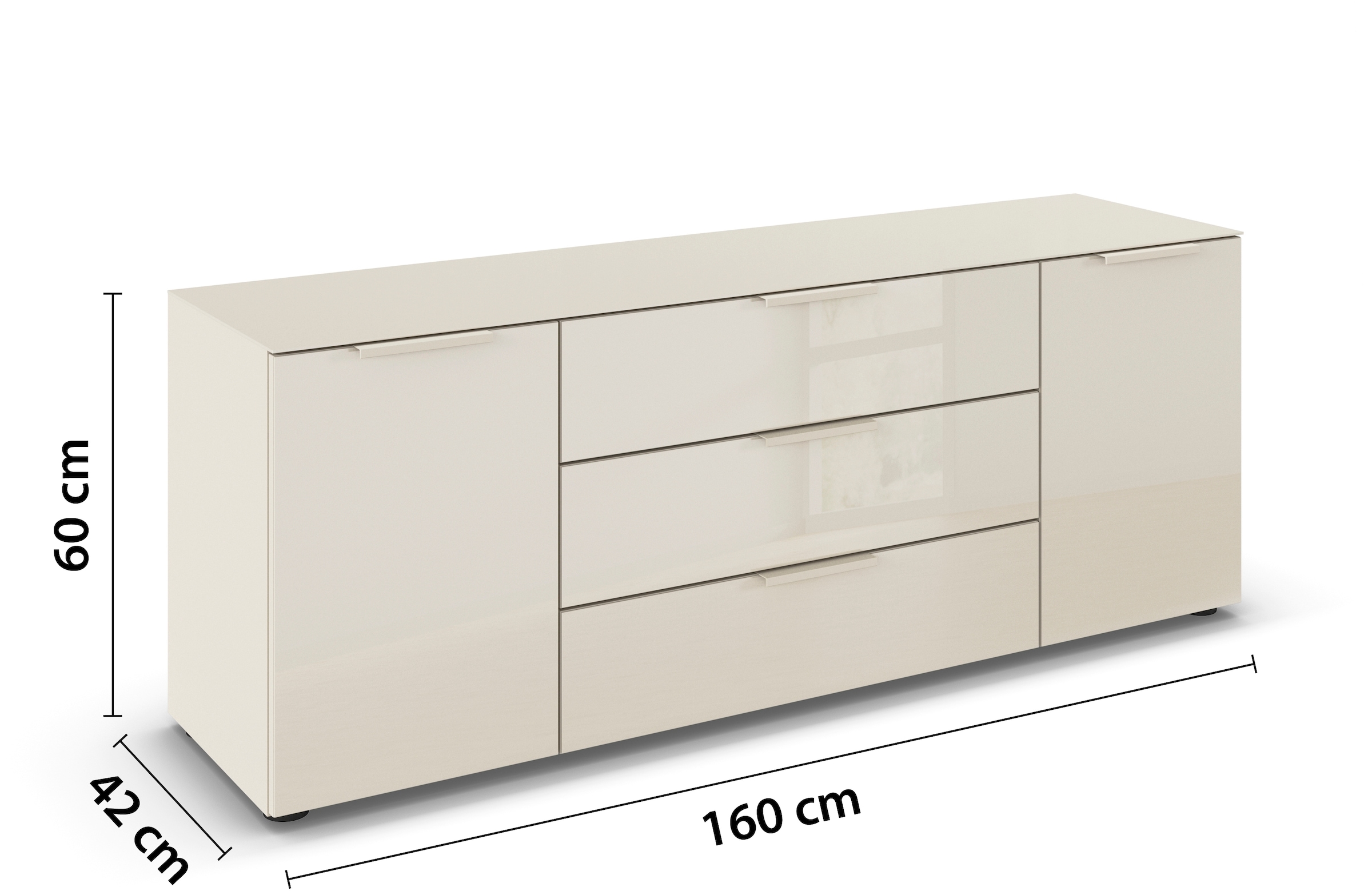 rauch Kombikommode »Kommode Türkommode Sideboard Kombikommode FLIPP mit Glasfront« Breite 160 cm mit 2 Einlegeböden,  2-türig, 3 Schubladen, Soft-Close-Funktion, Oberboden und Front Glas