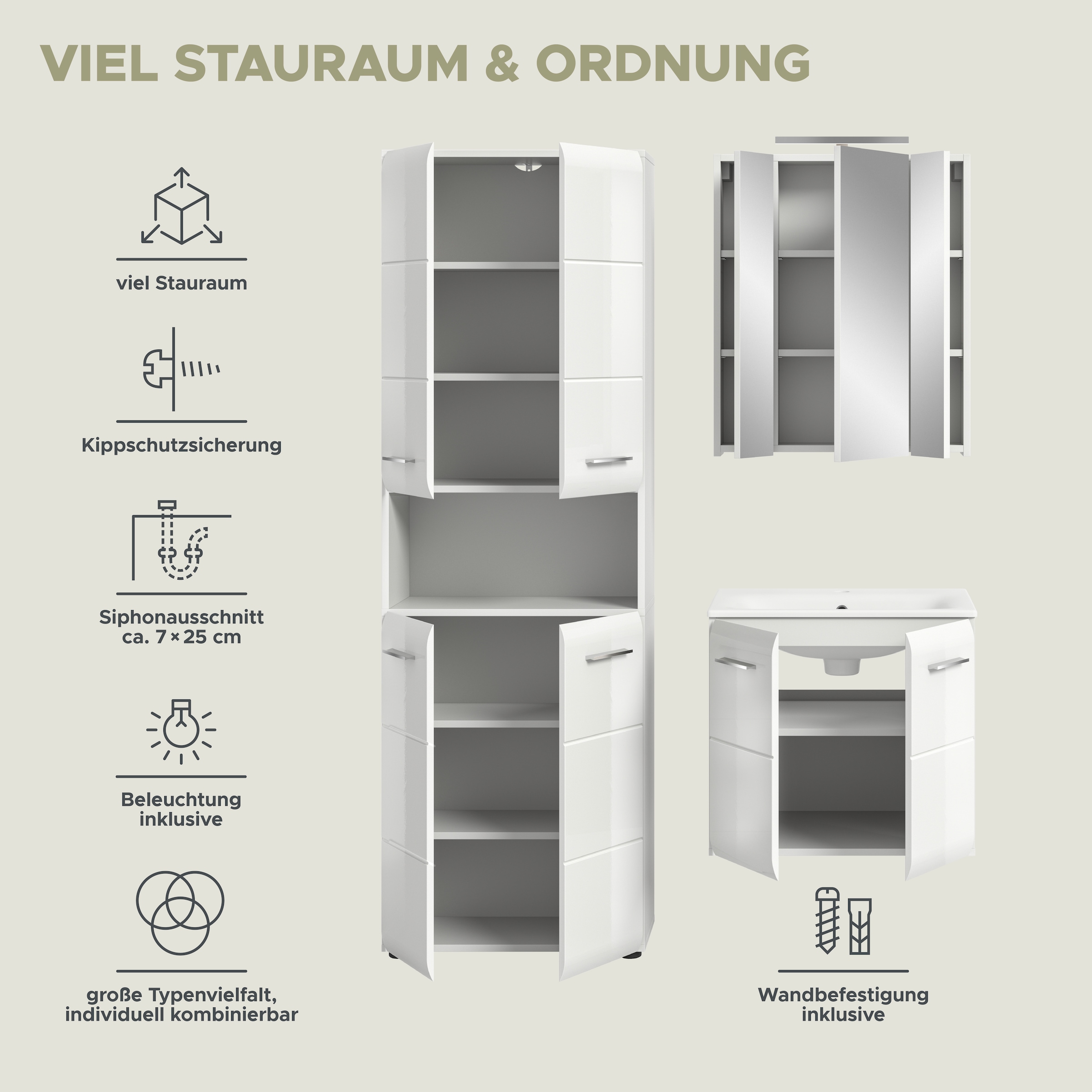 welltime Badezimmer-Set Set, 5 Stk. tlg.