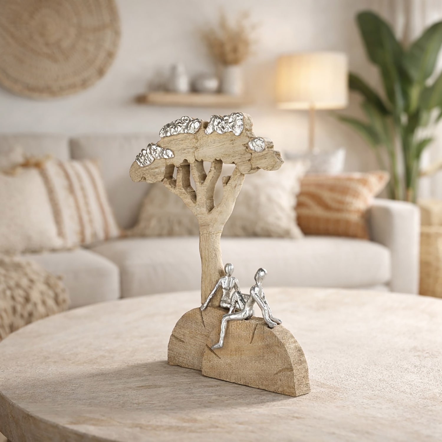 GILDE Skulptur »Skulptur Baum Relaxing naturfarben« Entspannung Ruhe Auszeit Paar Harmonie Wellness