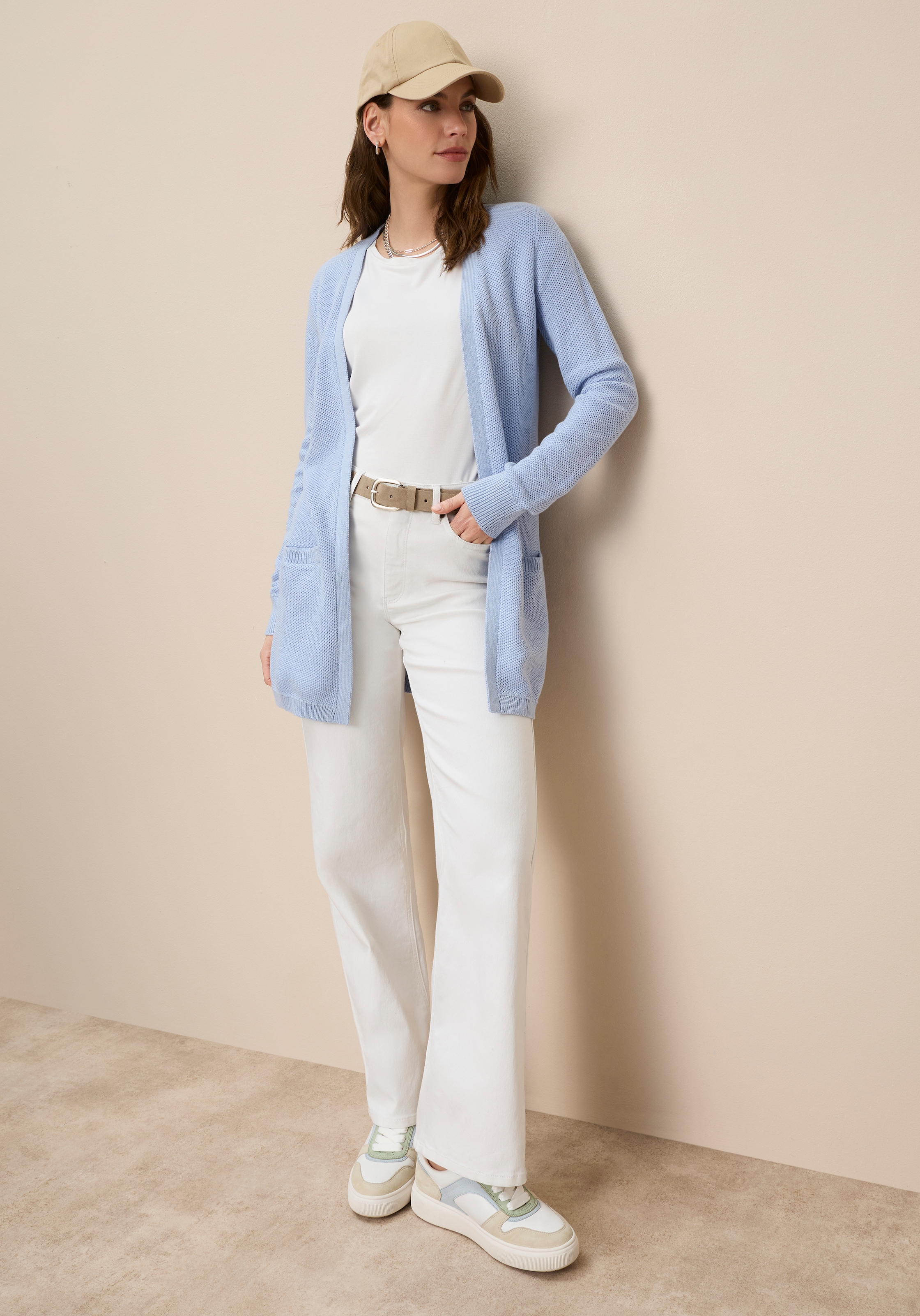 Tamaris Veste en tricot mit Taschen und moderner Perlstrickstruktur