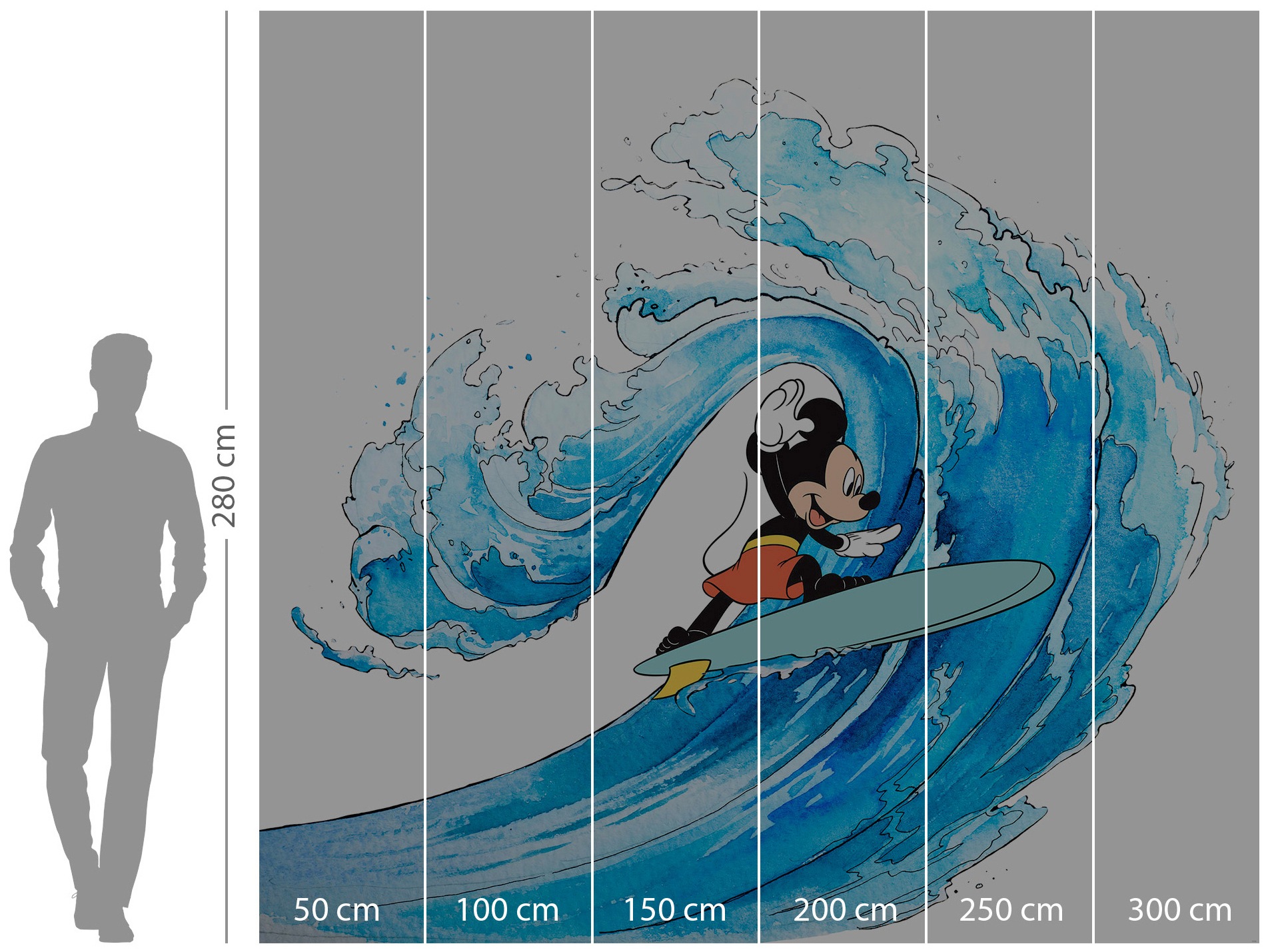 Komar Vliestapete »Digitaldruck Vlies -  Mickey Surfing - Grösse 300 x 280 cm« bedruckt glatt Kinderzimmer