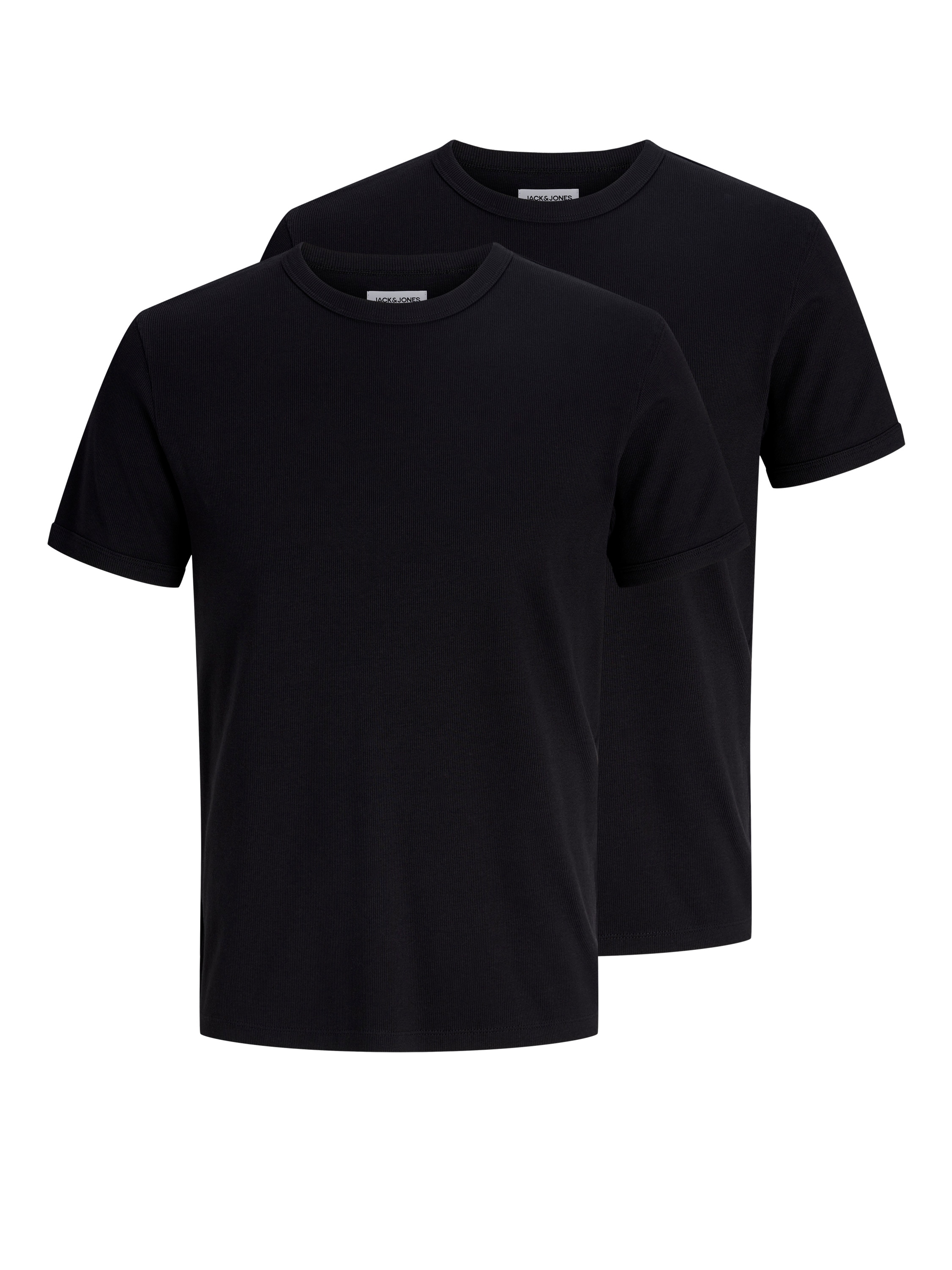 Jack & Jones Shirt à col rond »JJEORGANIC RIB TEE SS CREW NECK 2PK MP« Paquet, 2 Mélange de coton, coupe slim