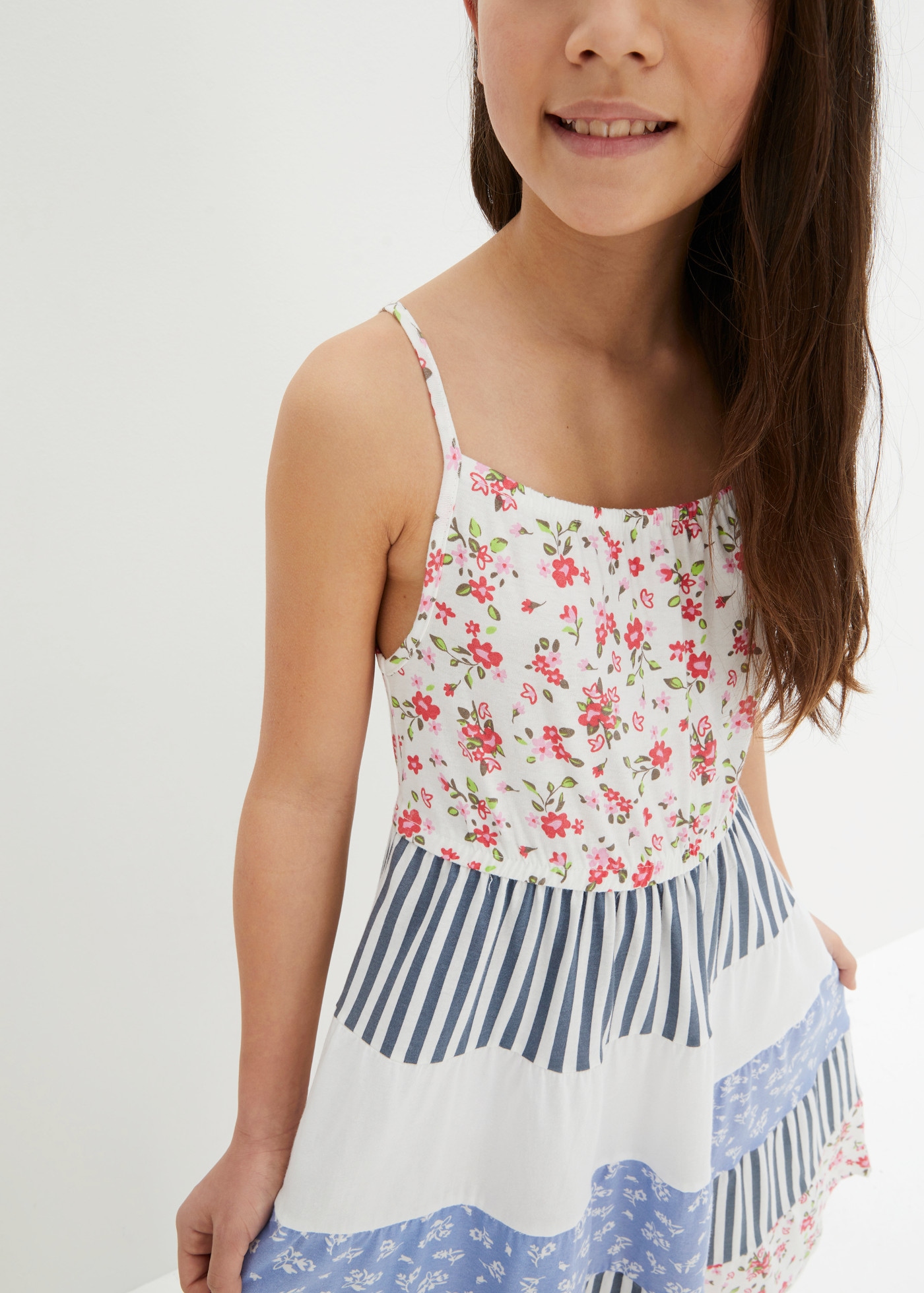 bonprix Robe en jersey en coton, sans manches, col rond, élastique