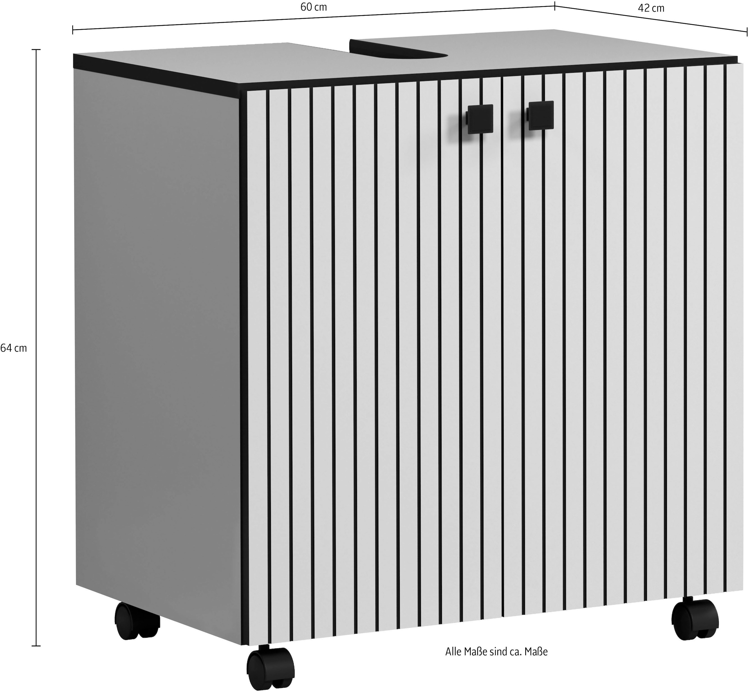 welltime Armoire sous lavabo »Amrum« Waschtisch auf Rollen - (B/T/H) wahlweise 60-80/42/64 cm