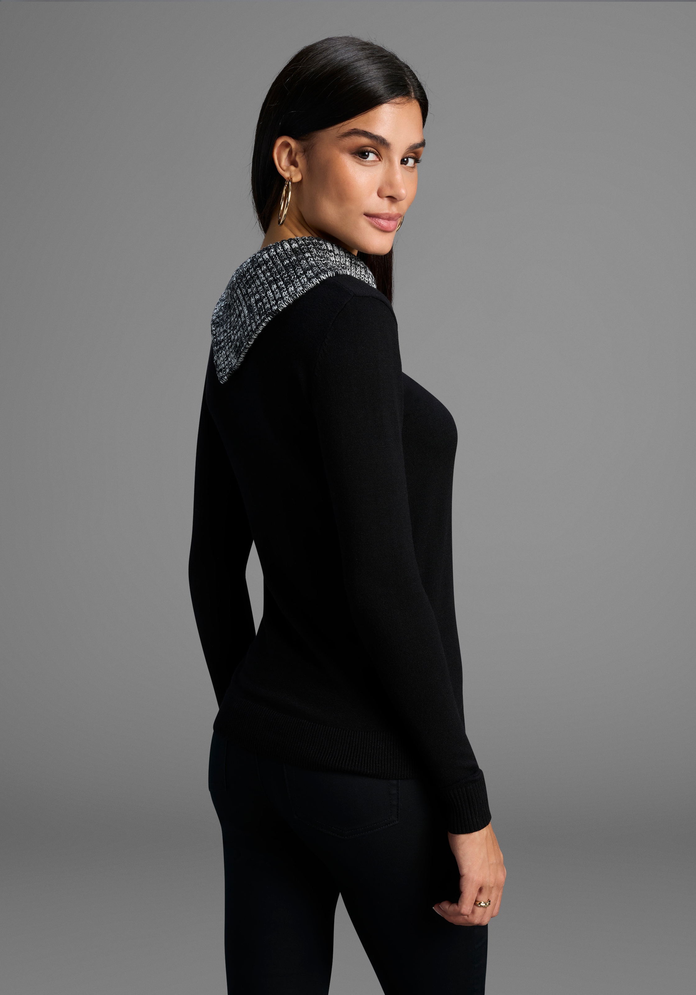 Bruno Banani Strickpullover mit offenem Rollkragen - NEUE KOLLEKTION