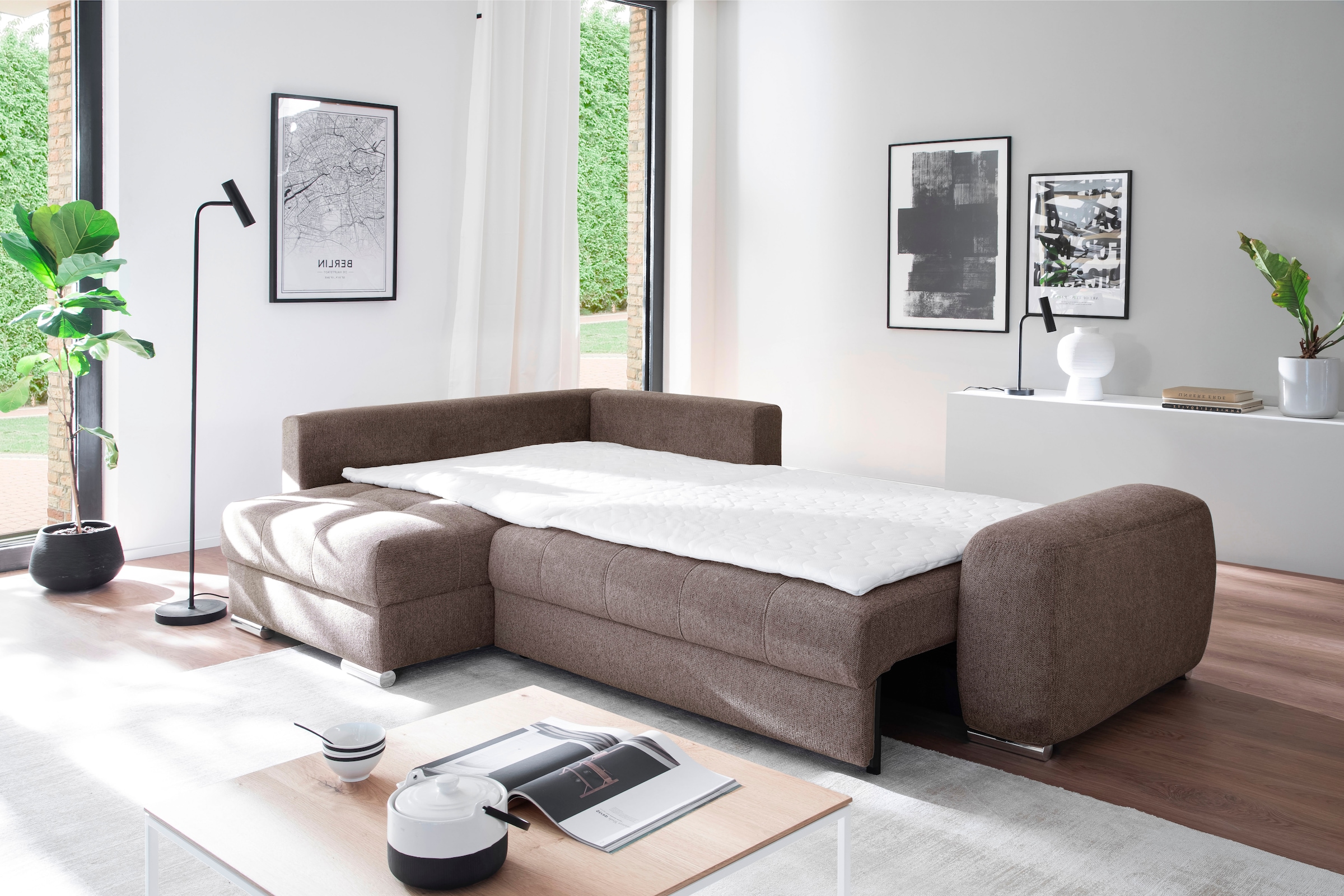 Mr. Couch Canapé d'angle »Mykonos, L-Form, Dauerschläfer« mit DuraSpring-Taschenfederkern bis 140 kg belastbar