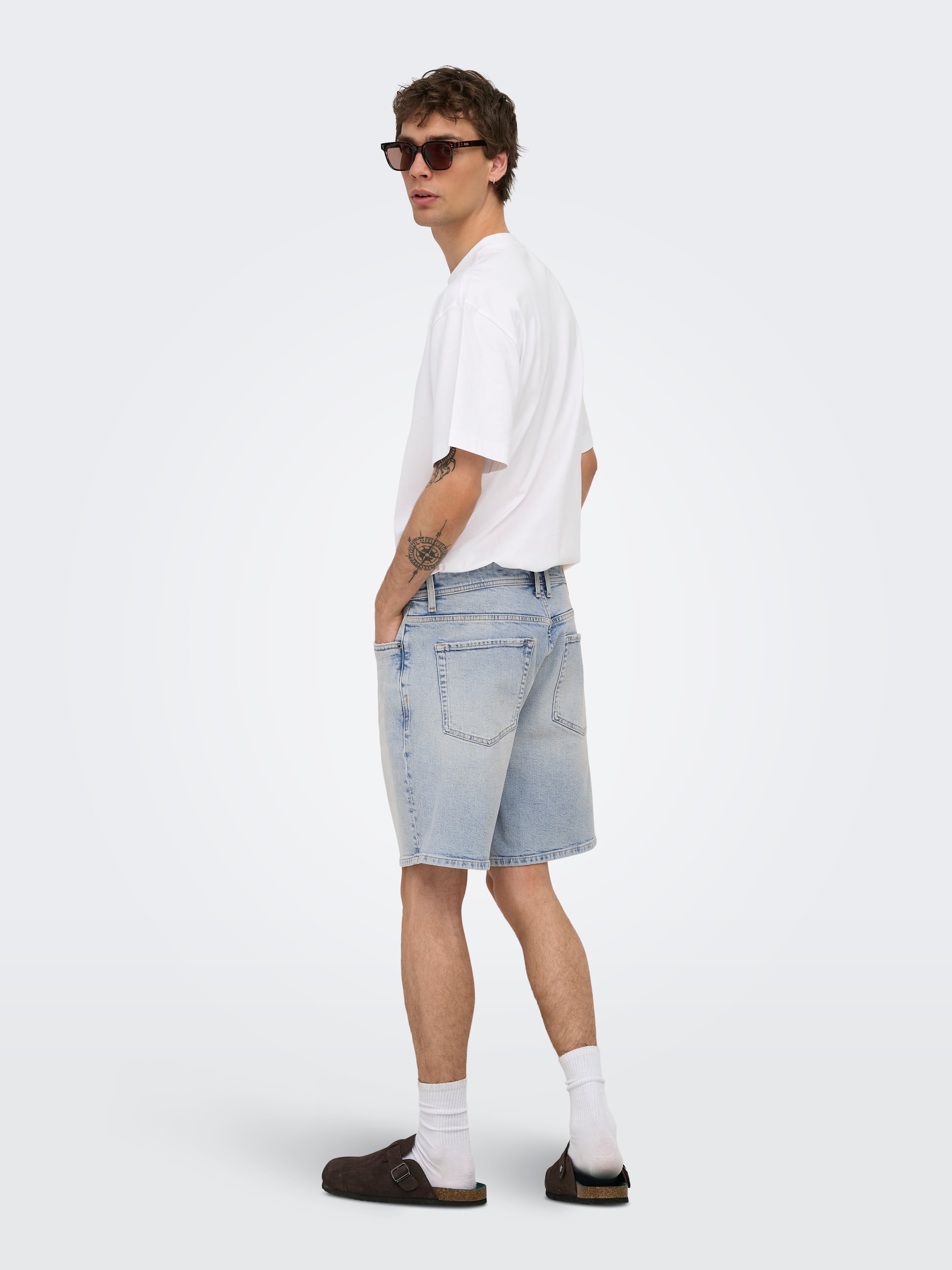 ONLY & SONS Short en jean »ONSEDGE PER LBB 9382 DOT DNM SHORTS NOOS« mélange coton, coupe droite