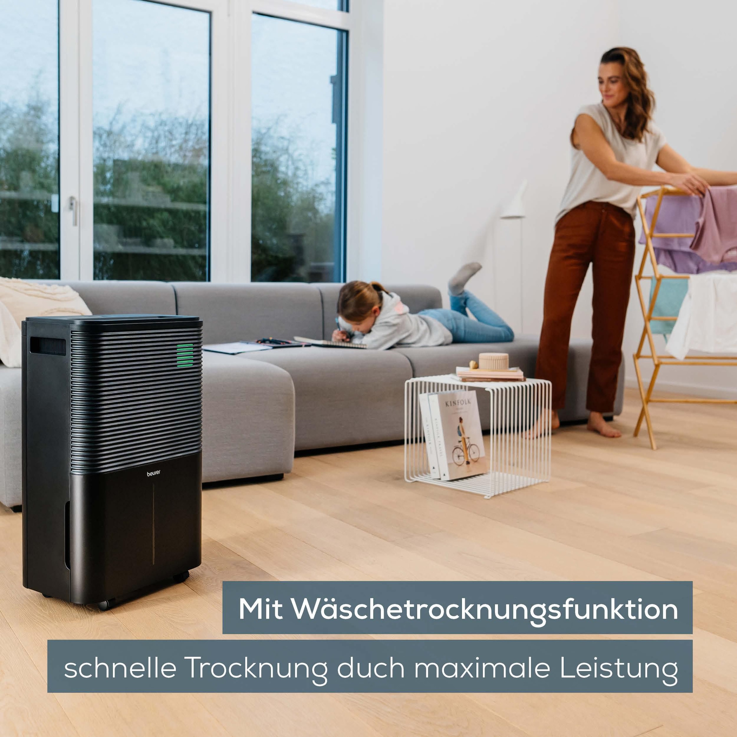 BEURER Déshumidificateur d'air »LE 250, Entfeuchtung bis zu 20 Liter pro Tag, mit 4 l Wassertank« Entfeuchtung 20 l/Tag Tank 4 l Für grosse Räume bis 60m² geeignet, zwei Lüfterstufen, Timerfunktion