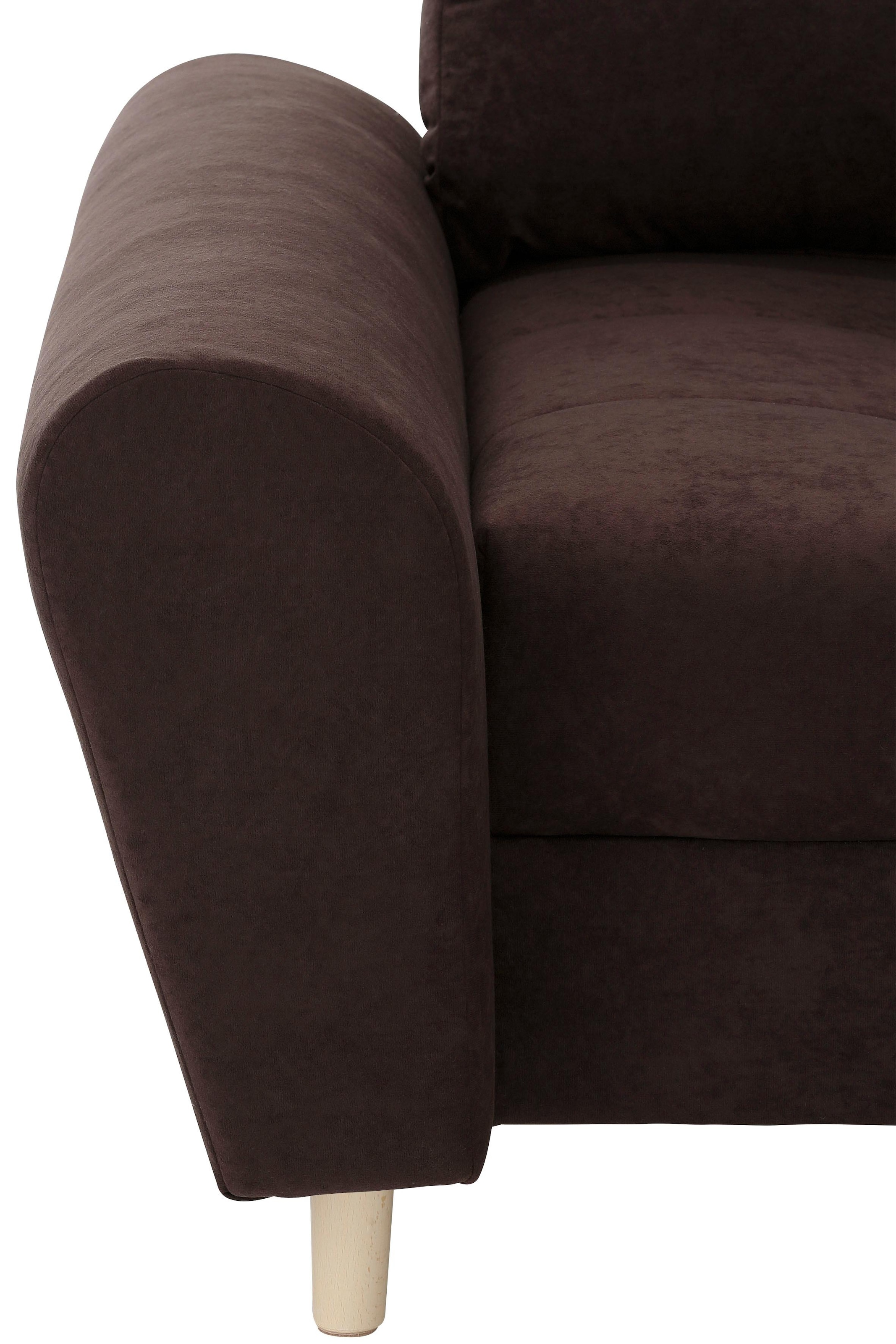 Home affaire Ecksofa »Rice L-Form, B: 223 cm« Set: Sofa & Hocker, mit 3 Zierkissen, Federkern