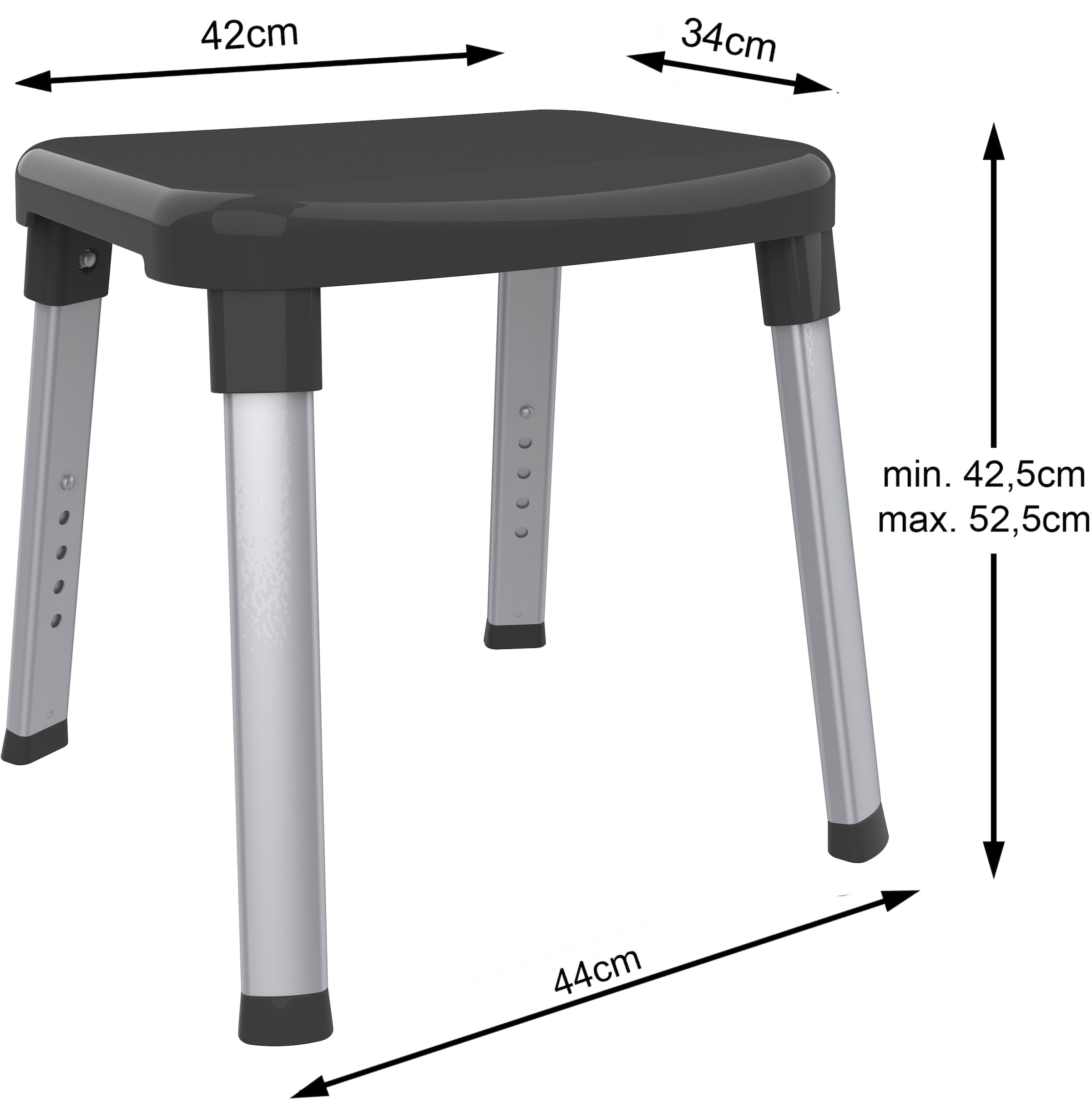 Bischof Tabouret de douche et de bain »Splash« belastbar bis 150 kg rutschfester Stand, TÜV/GS geprüft