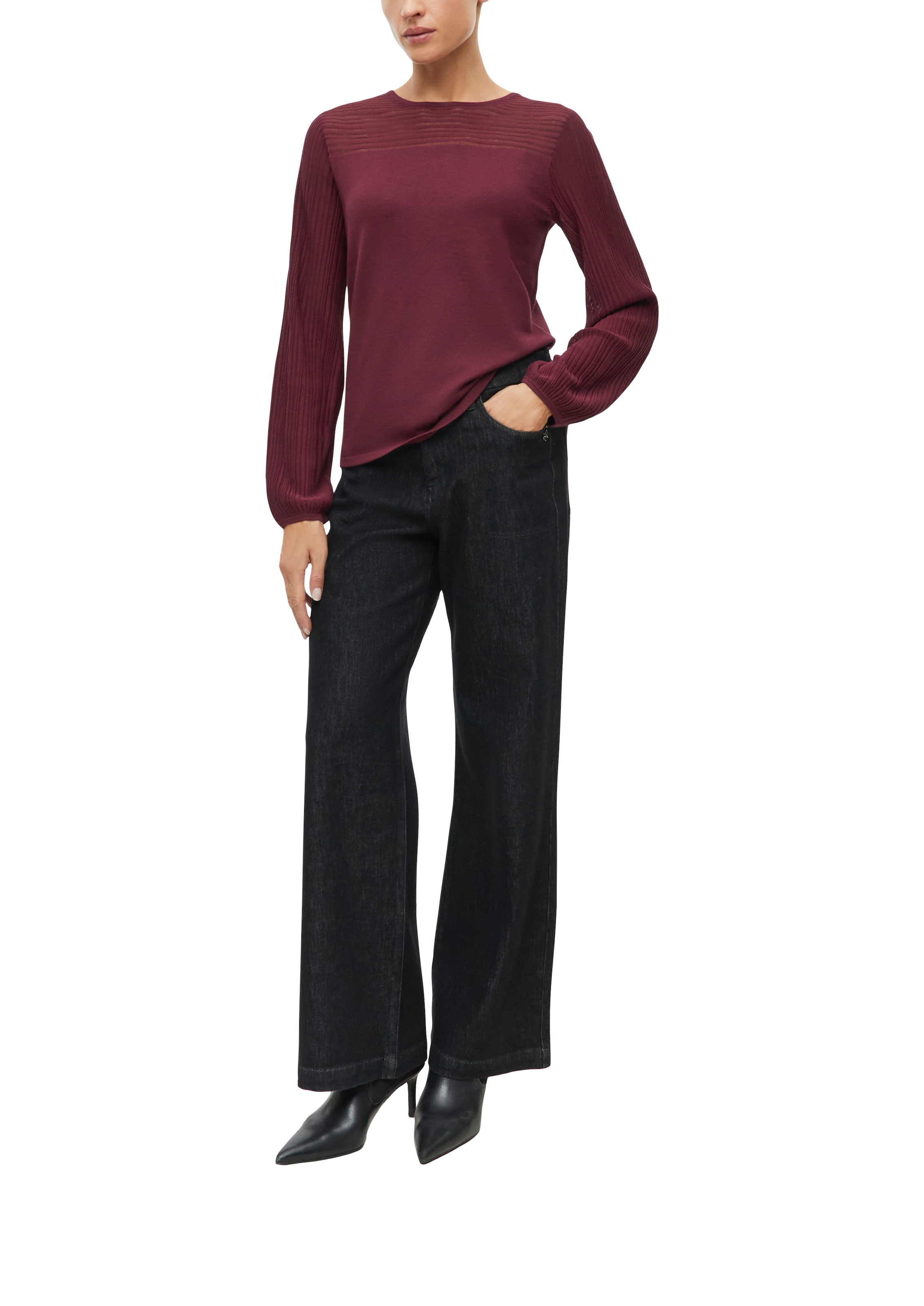 s.Oliver BLACK LABEL Pull en tricot mit Rundhals und Struktur-Optik