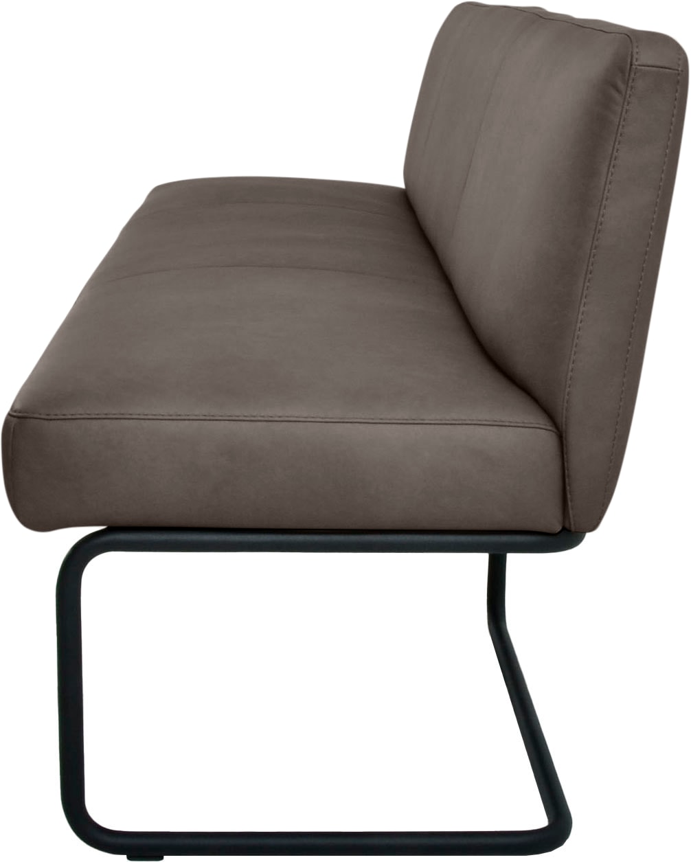 K+W Komfort & Wohnen Banc rembourré forme arrondie, patin tubulaire long courbé, cuir véritable