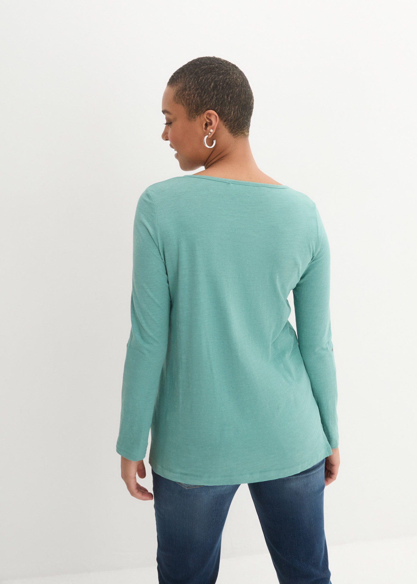 bonprix T-shirt à manches longues 1 pièces gerade Passform, verstellbare Ärmel, mit V-Ausschnitt