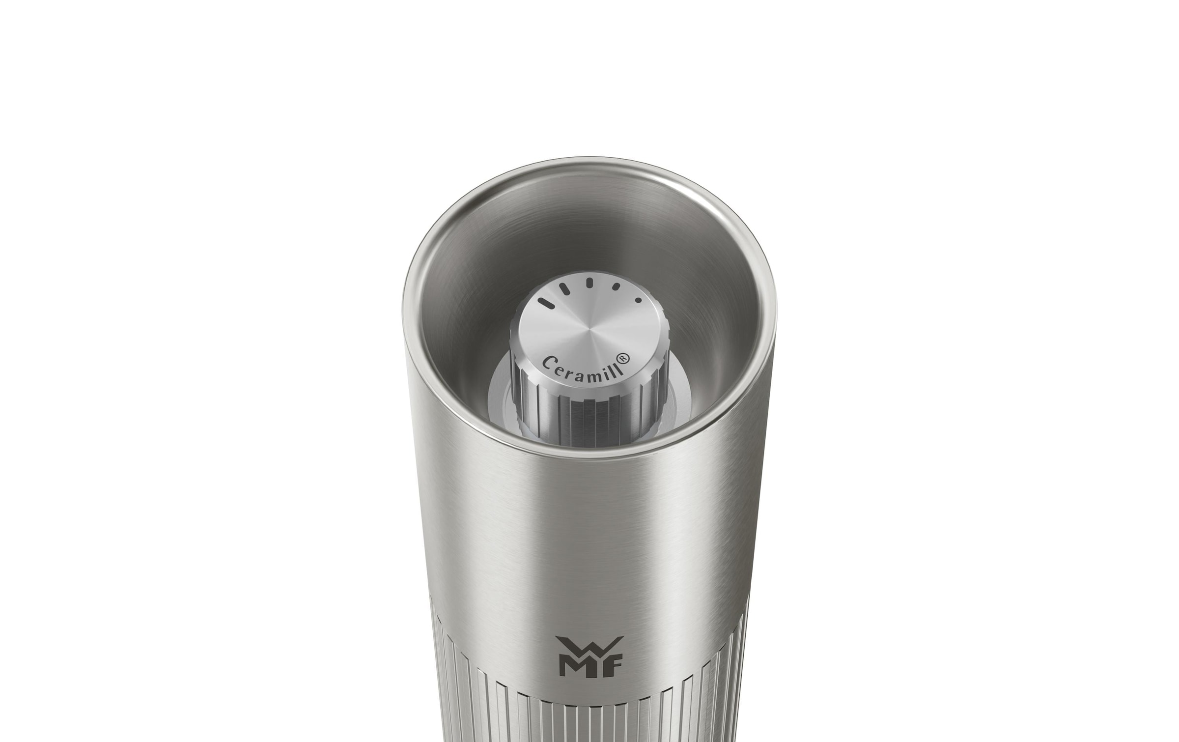 WMF Moulin à épices »Signature Pro, aus Edelstahl« Keramikmahlwerk, einstellbarer Mahlgrad, magnetischer Deckel