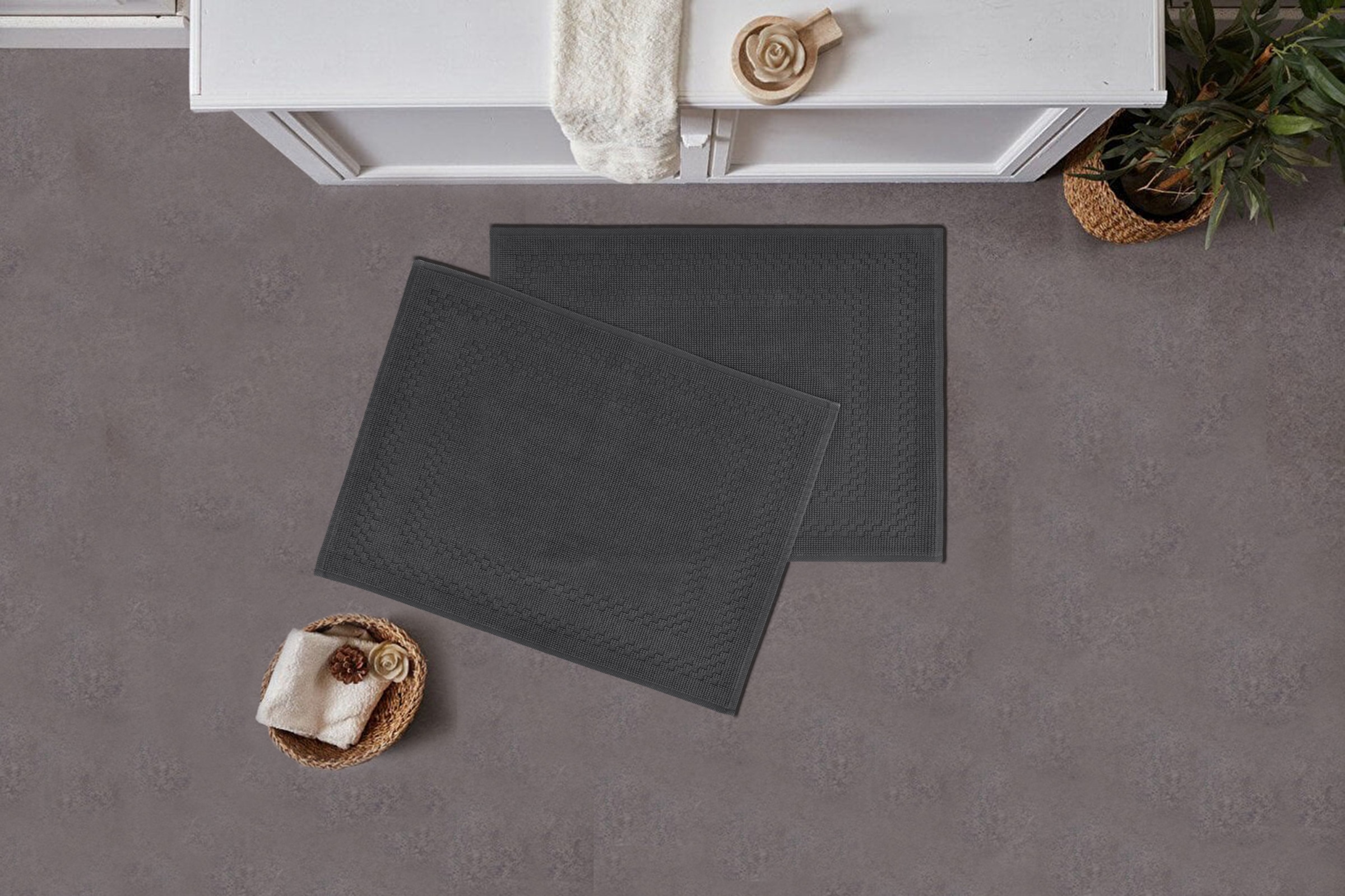 GOODproduct Badematte »Regona, 2 tlg. Hotelmatten-Set, 50x70 cm« Höhe 5 mm rutschhemmend beschichtet schnell trocknend 2-teiliges Set, einfarbig, Badematten Set, 100% Baumwolle