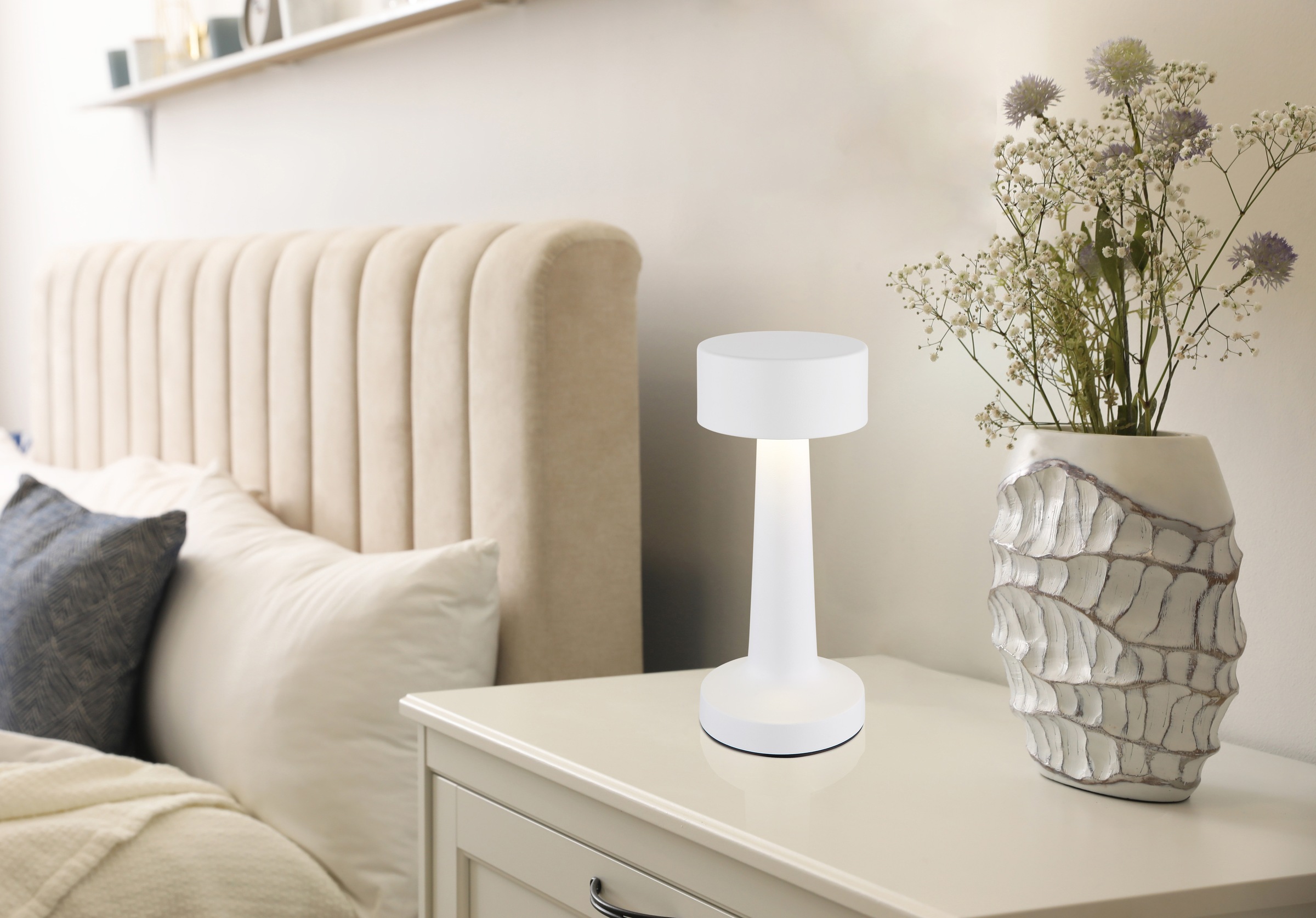 GLOBO LIGHTING Lampe de table LED »ANGELIKA - Akkutischleuchte« 1 cuis blanc chaud - blanc froid Design Tischleuchte, Akku, modern,  Akkulampe, CCT