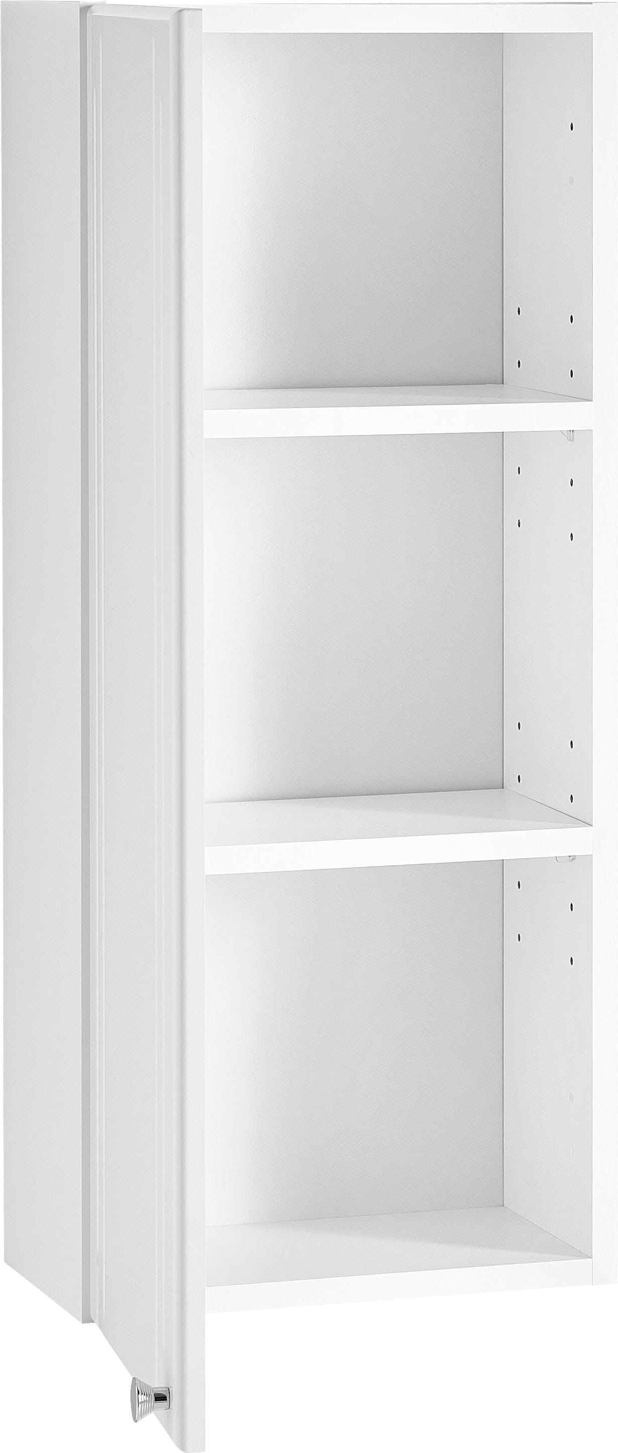 Saphir Hängeschrank »Quickset 955 Wand-Badschrank 32,5 cm breit mit 1 Tür, 2 Einlegeböden« Badezimmer-Hängeschrank, Weiss Hochglanz, Griffe in Chrom Glanz