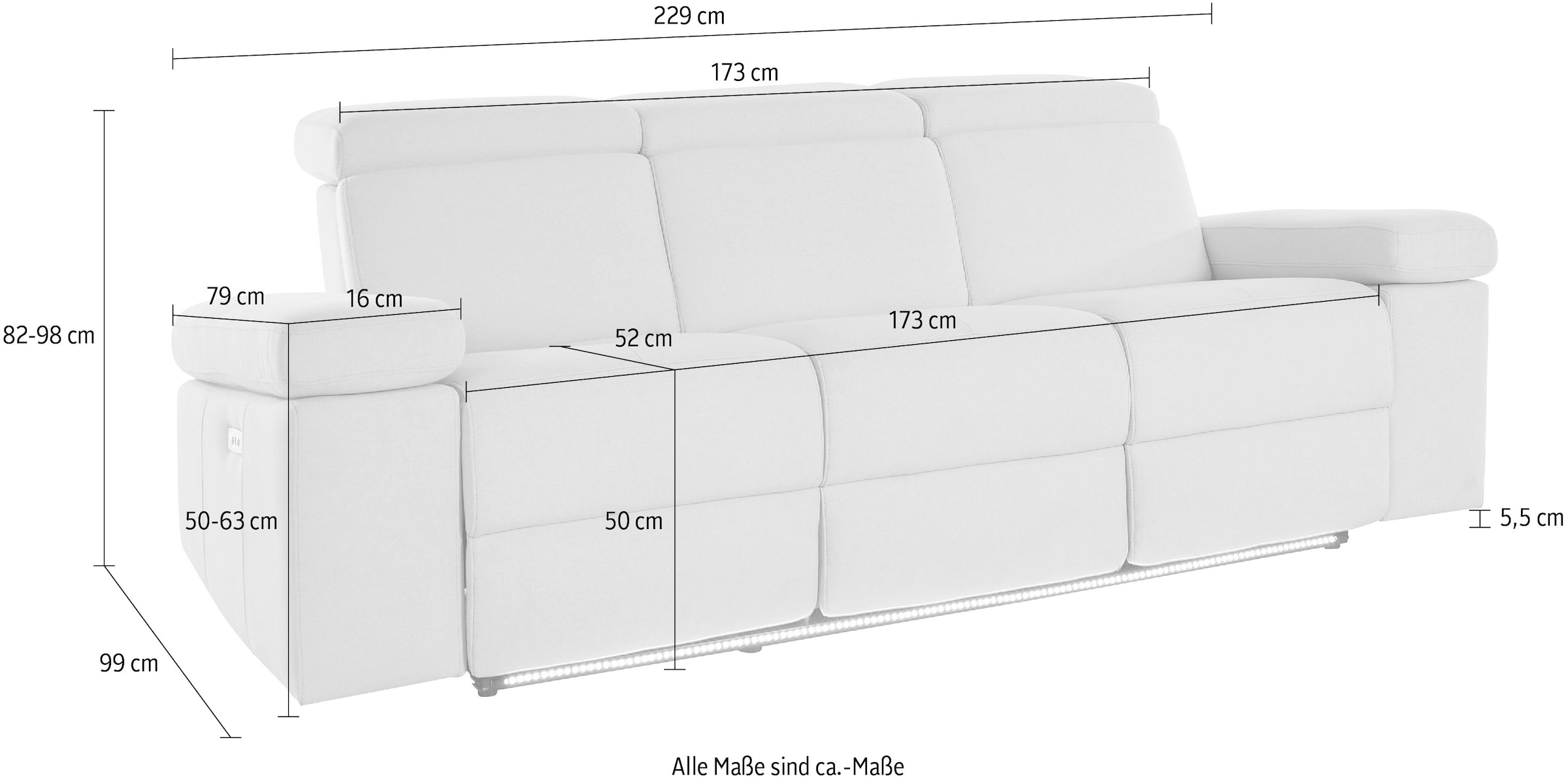 Home affaire 3-Sitzer »Kilado« mit  2x  Relaxfunktion, verstellbarer Armlehne, Kopfteilverstellung