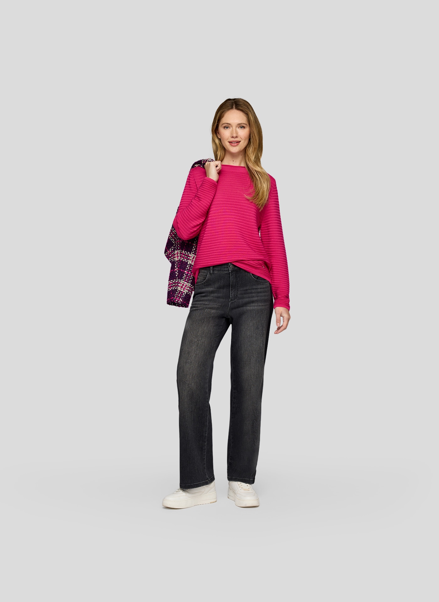 Rabe Pull à col rond mit Streifen Muster