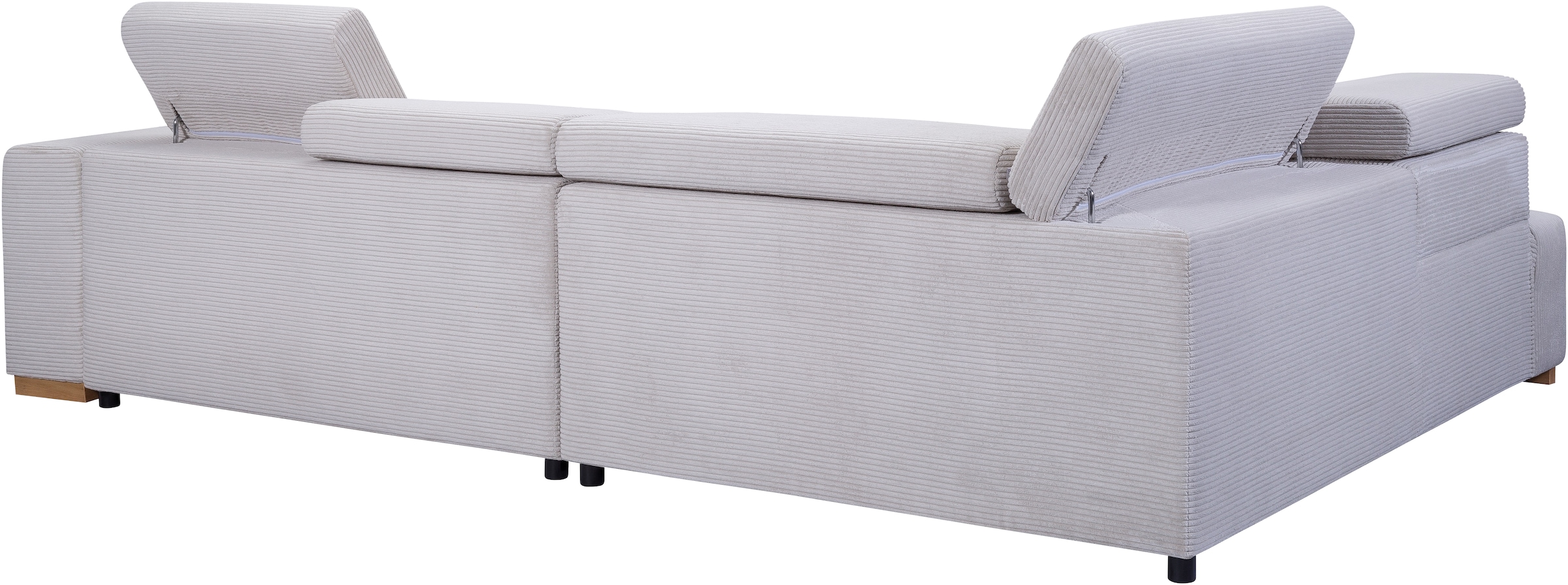 exxpo - sofa fashion Canapé d'angle »Elianos, hoher Sitzkomfort, aufwendige Kreuzsteppung im Sitz, L-Form« Kopfteile & Sitztiefe verstellbar, ohne Bettfunktion, Cord, beige