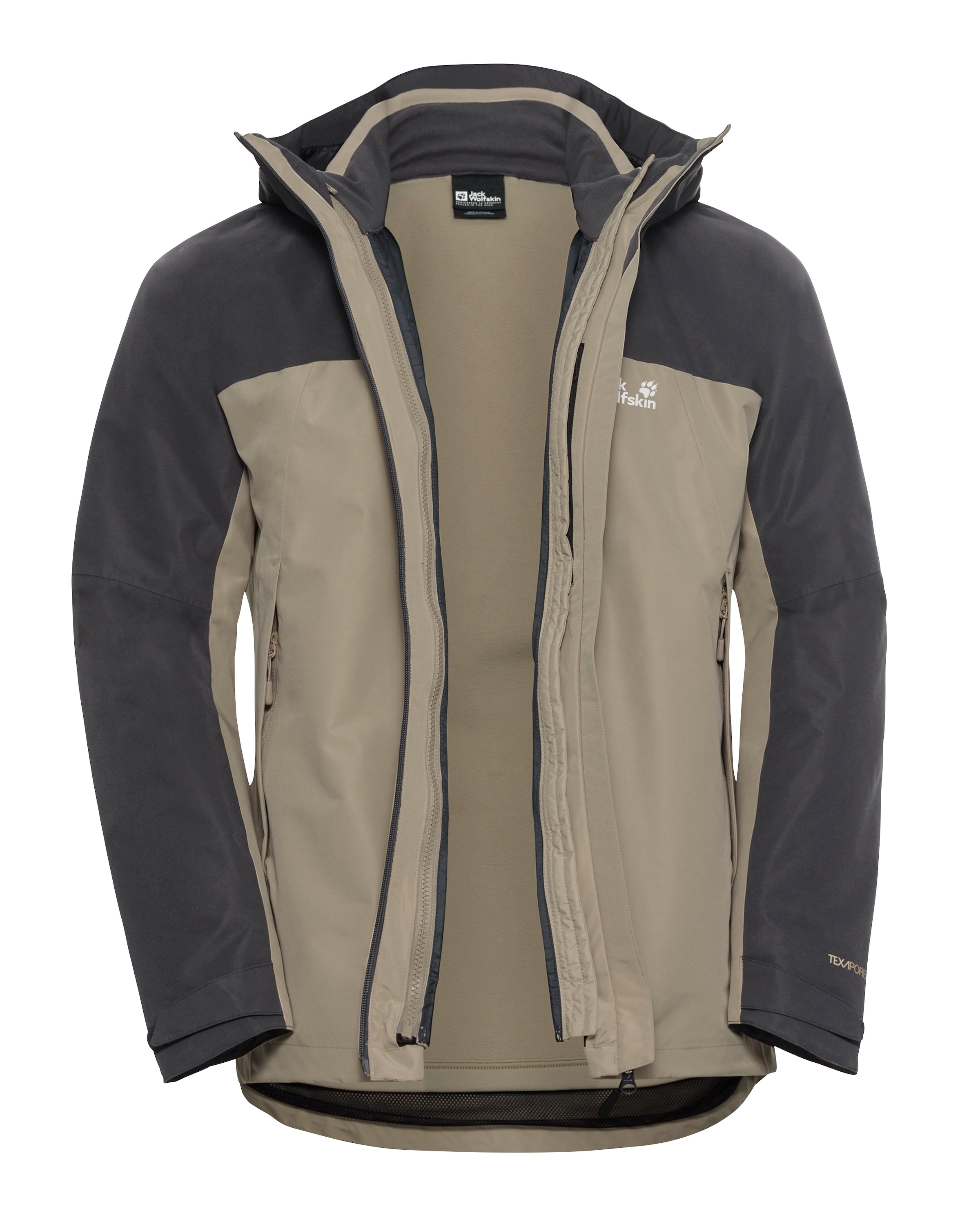Jack Wolfskin Veste fonctionnelle 3 en 1 mit Kapuze 3in1, wasserdicht, Übergangsjacke