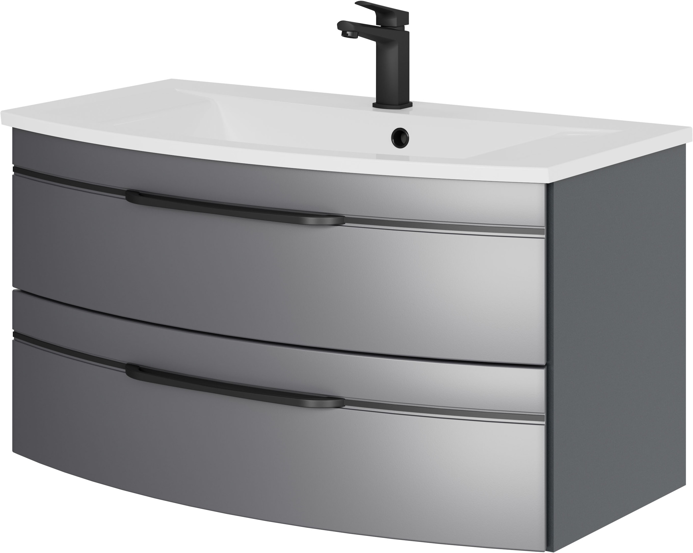 Saphir Table de lavage »Serie 7045 Mineralmarmor-Waschtisch und Unterschrank, 91 cm breit« meuble lavabo avec 2 tiroirs, ensemble mobilier de salle de bain avec lavabo