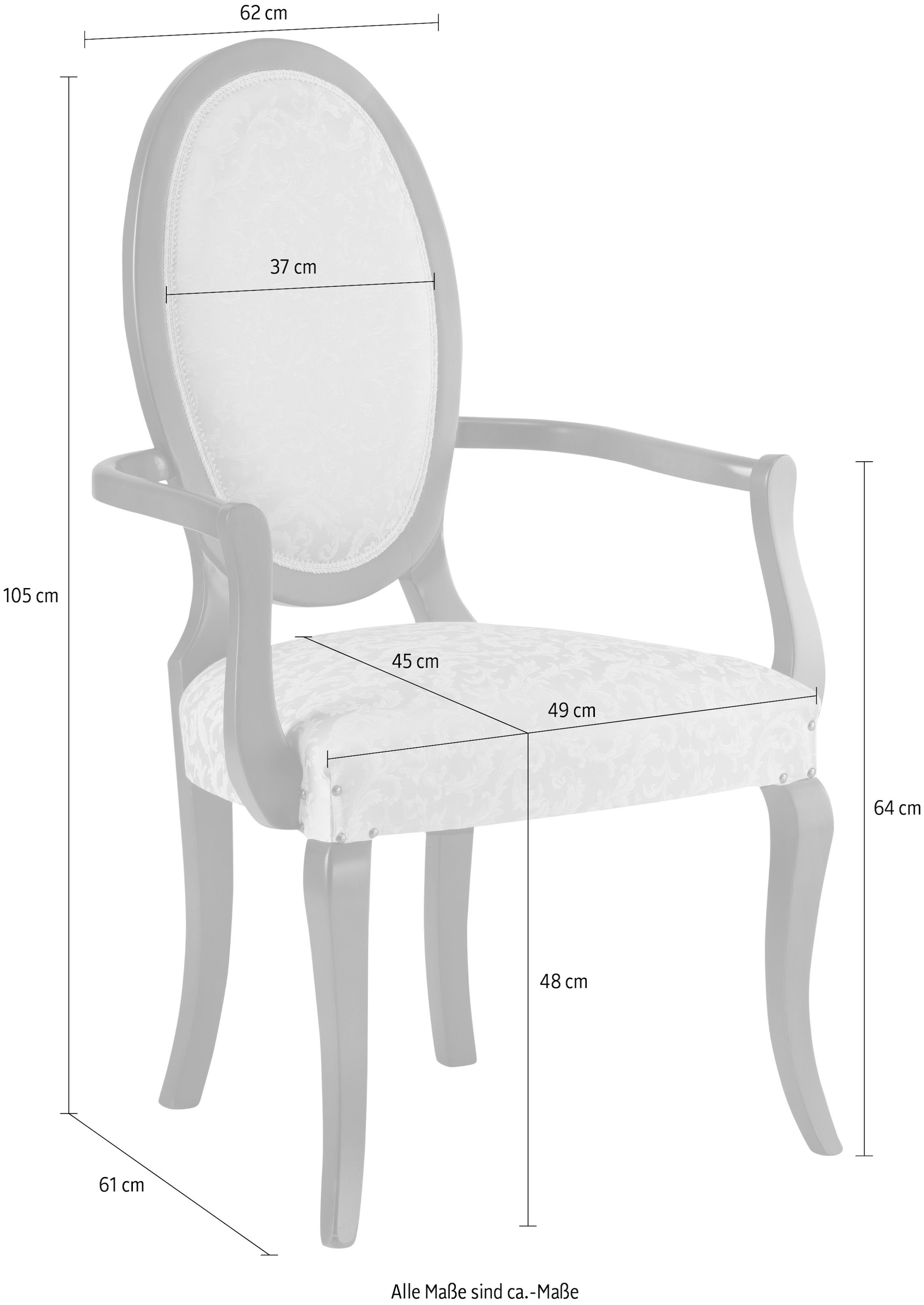 Home affaire Armlehnstuhl »Stühle Duca« () 1 Stk.Breite 62 cm