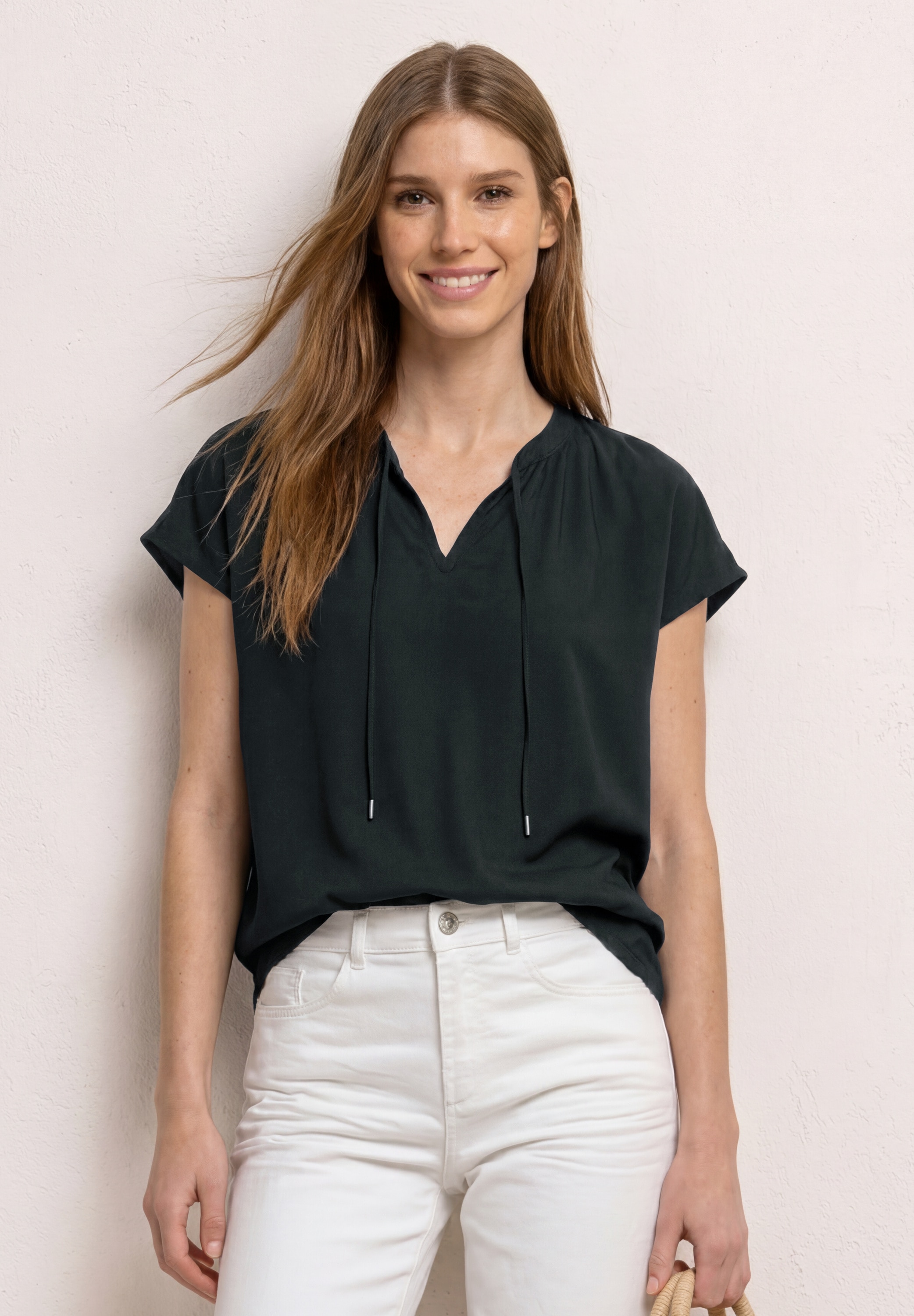 STREET ONE Kurzarmbluse Sommerbluse aus Viskose