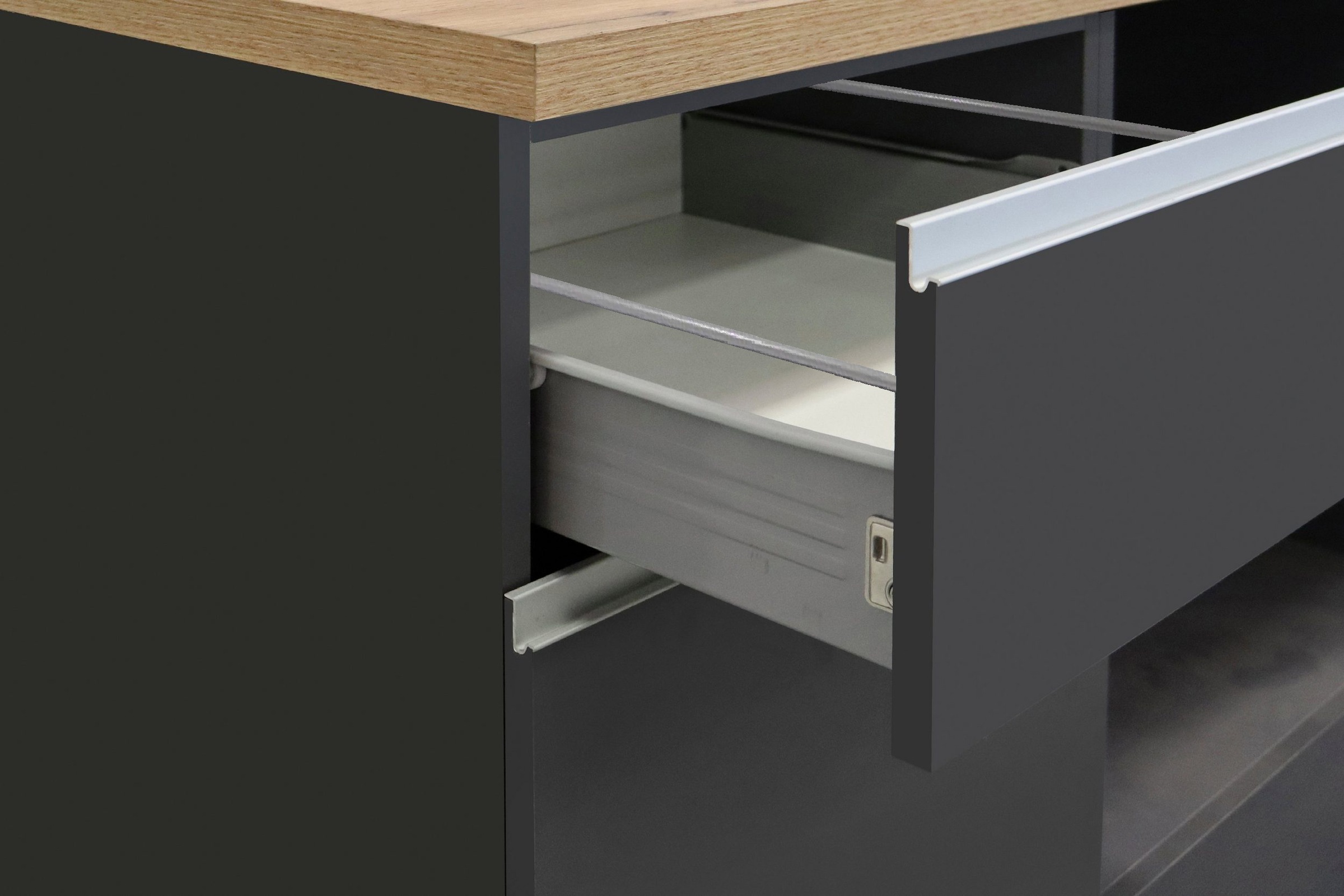 KOCHSTATION Ilot de cuisine »Sole,Kochinsel,Küchenarbeitsblock,Inselküche,Arbeitsinsel« Breite 160 cm mit 2 Türen,2 Schubkästen, Aluminiumgriff