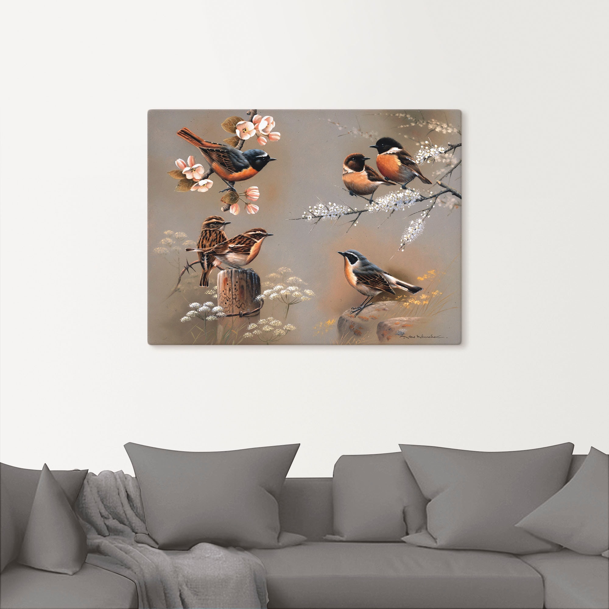 Artland Tableau sur toile »Vogel Komposition« 1 cuis tlg. auf Holzrahmen gespannt