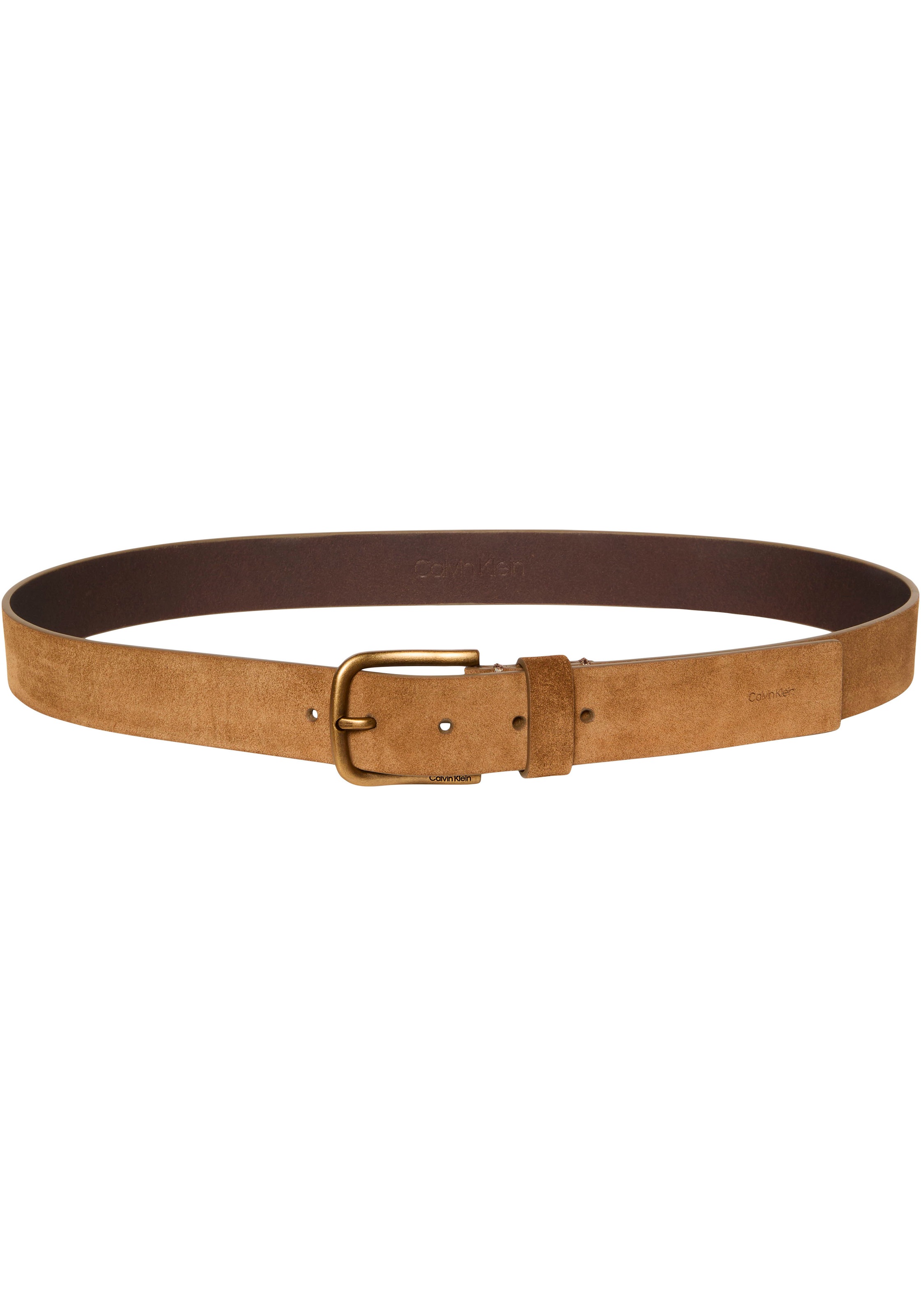 Calvin Klein Ceinture en cuir »ROUND BUCKLE SUEDE 35MM FIXED« Grössenverstellbar mit Metallschliesse