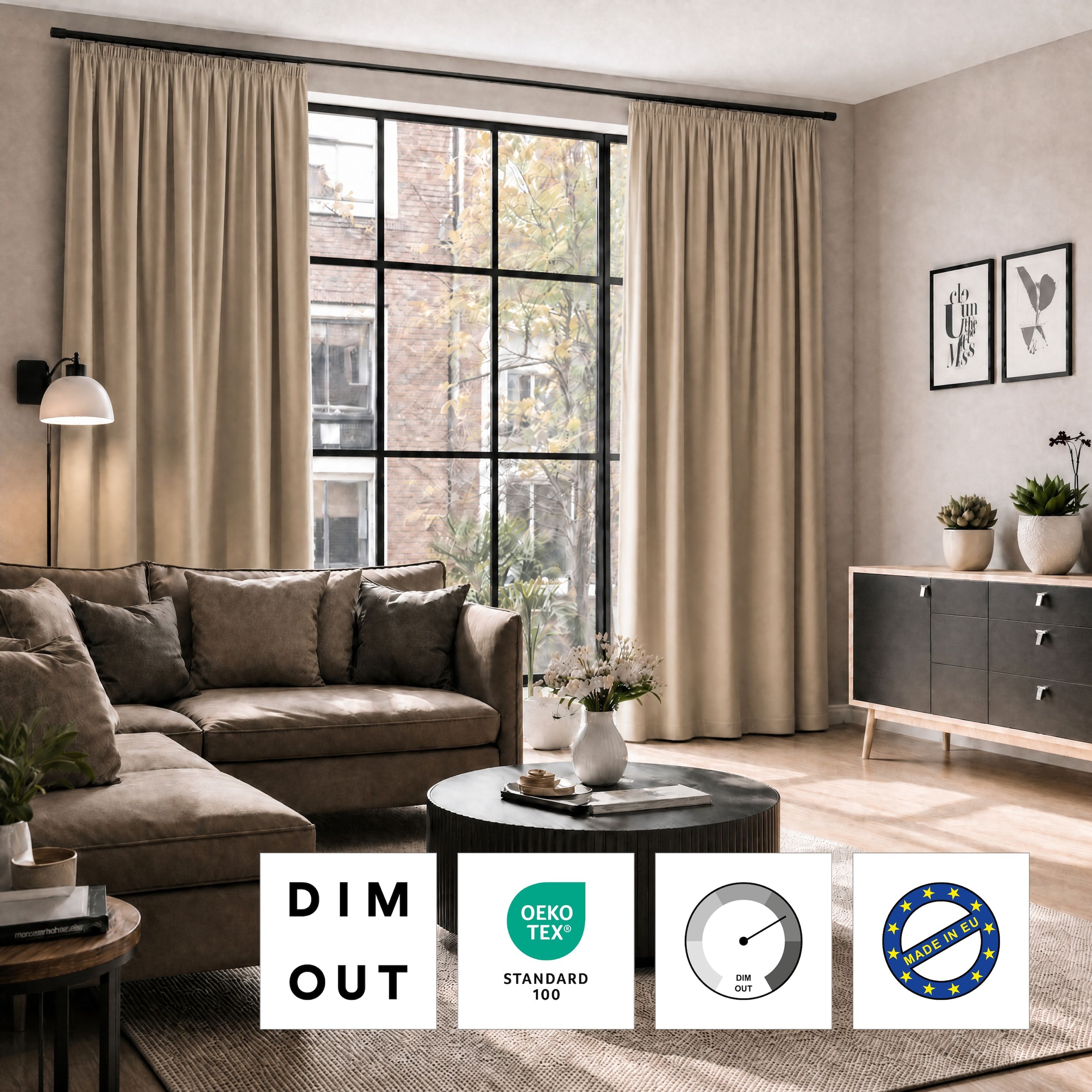 GOODproduct Rideau occultant »ELLIAS, nach Wunschmass, verdunkelnd & blickdicht, Made in Europe« Bande volante 1 cuis tlg. uni, couleur unie, confection sur mesure en Europe, de haute qualité