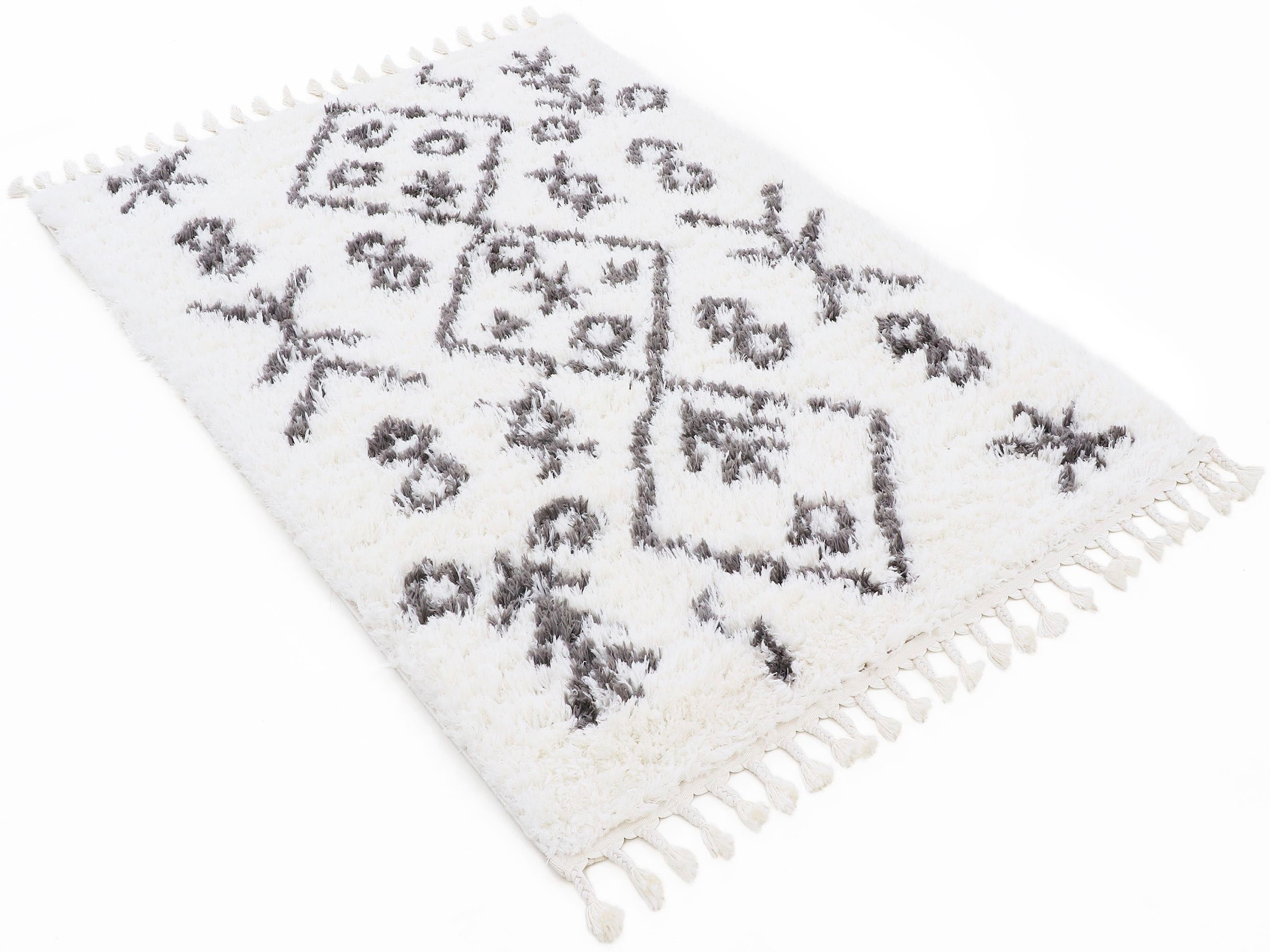 carpetfine Tapis à poils longs »Linn« Rectangulaire 30 mm Höhe avec franges, salon