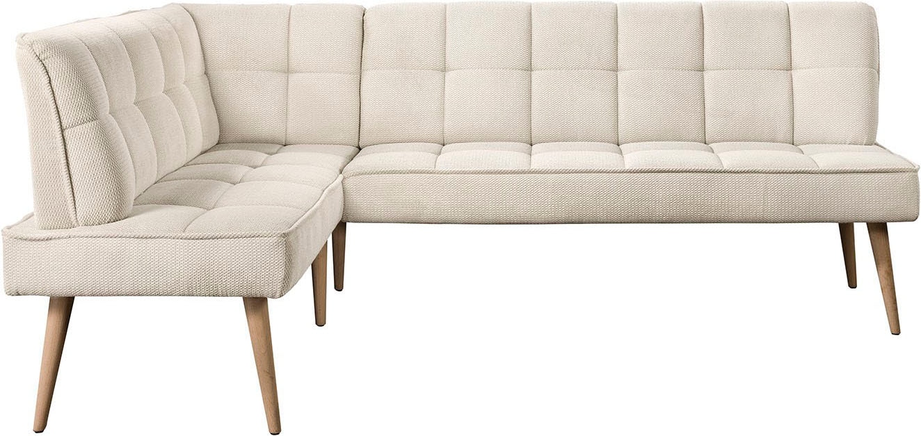 exxpo - sofa fashion Banc d'angle »Latte« couture moderne siège et dossier, confortable et élégant, pied en bois haut
