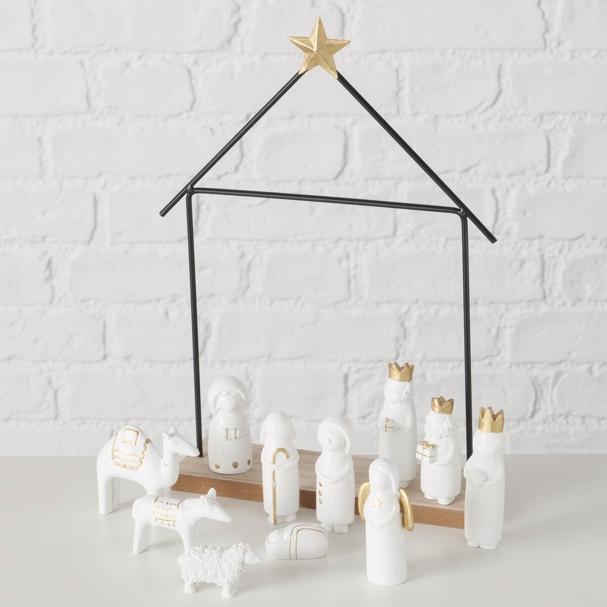 GOODproduct Crèche »1 Stück, 12 handgemalte Figuren, Elegante Schwarz-Weiss-Optik« Handgemalte Figuren mit liebevollen Details, Höhe 32 cm