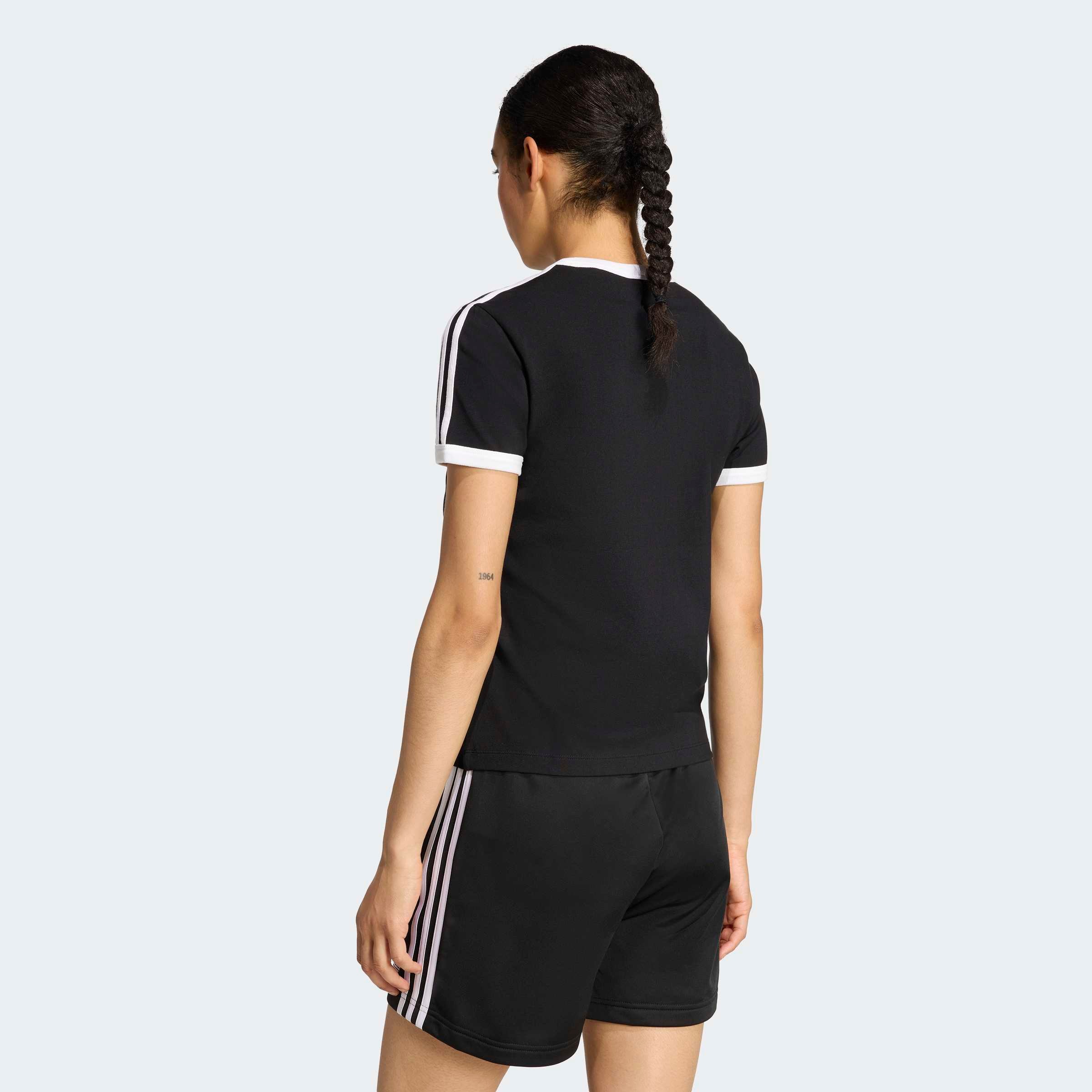 adidas Originals T-shirt »3-STREIFEN SCHMAL GESCHNITTEN« coupe ajustée douce, sans fermeture, pour un look sportif