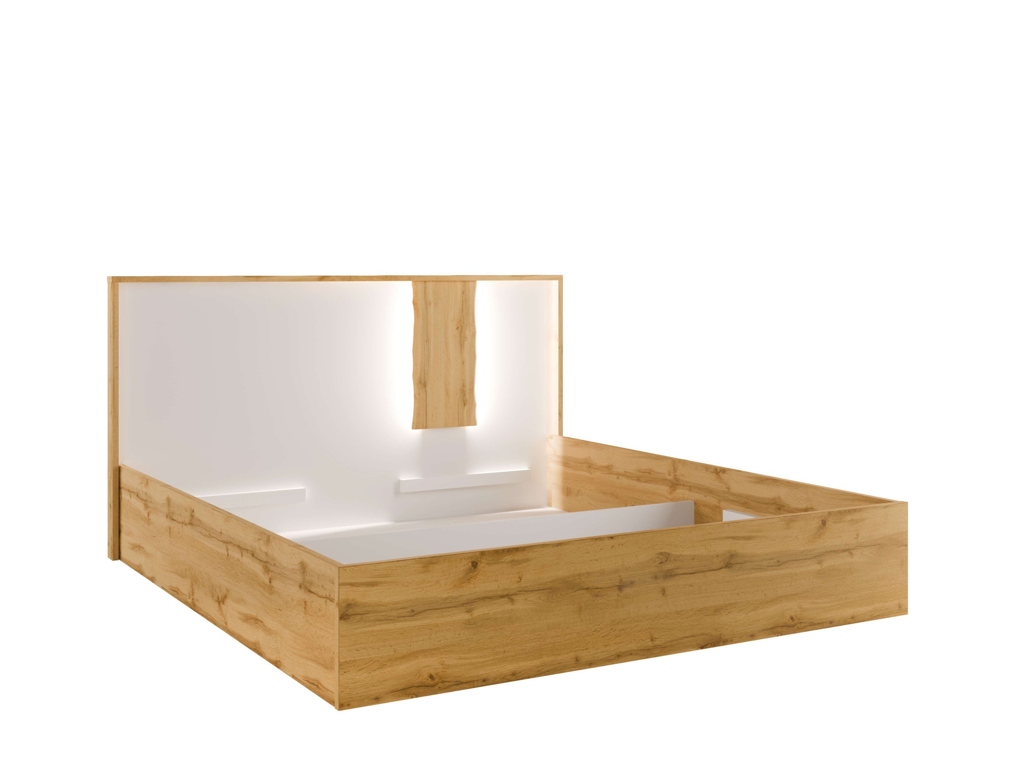 Home affaire Lit »Bett Fabella ohne Matratze (Schlaffläche 180x200 cm)« Bett mit Stauraum und Led-Beleuchtung, BxTxH 191,3x206,4x102,2 cm