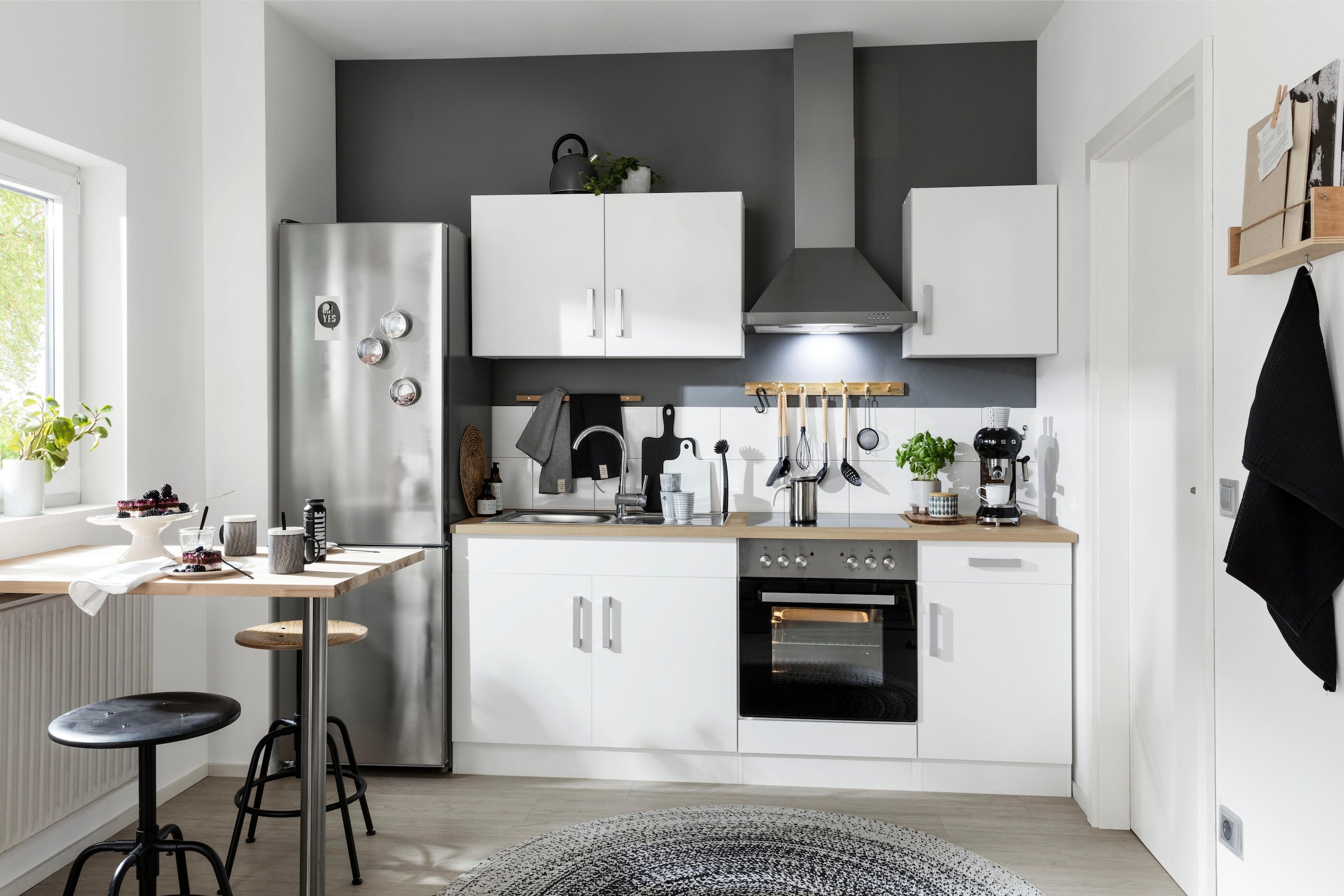 KOCHSTATION Kitchenette »KS-Gera« largeur 210 cm, au choix avec set de cuisinière électrique, avec plan de travail