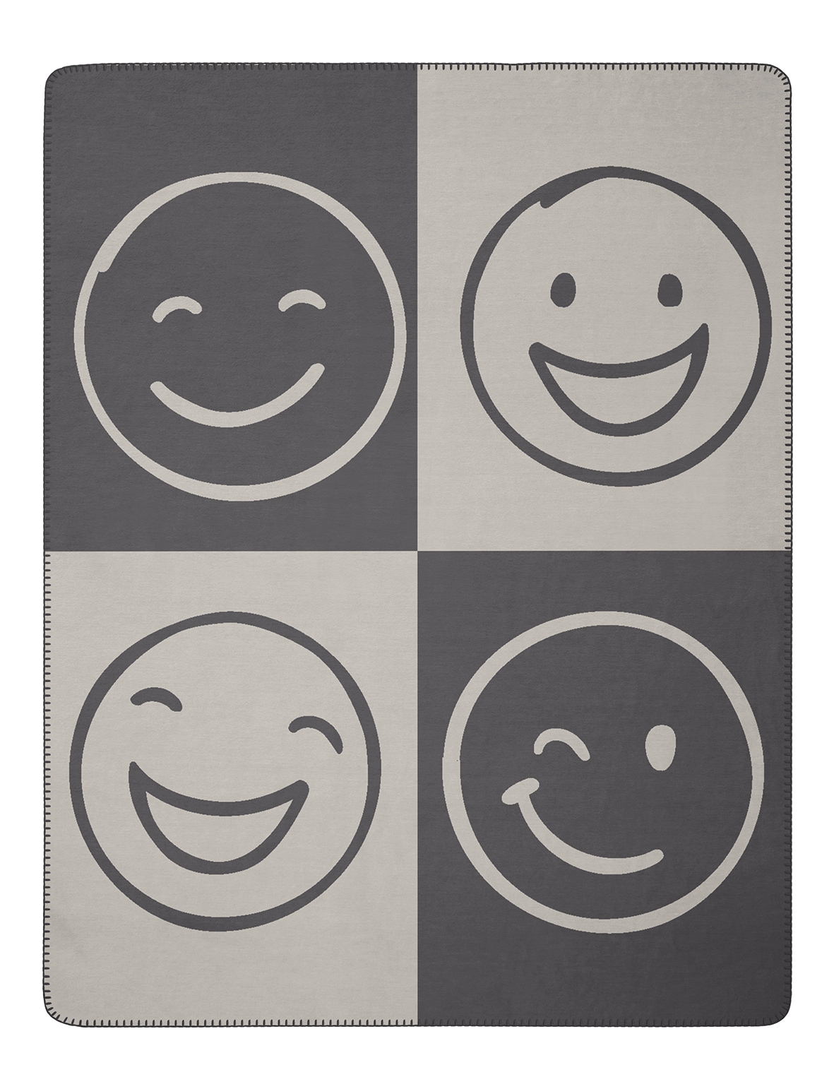 Biederlack Couverture d'intérieur »Emoji« avec smiley, 70% coton/30% polyacrylique