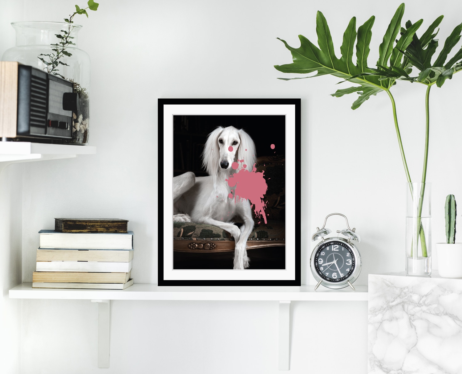 queence Bild »Pudel mit Farbklecks« Haustiere | Humor | Hund | Hunde | Hundebilder HD Premium Poster-Druck inkl. Holzrahmen