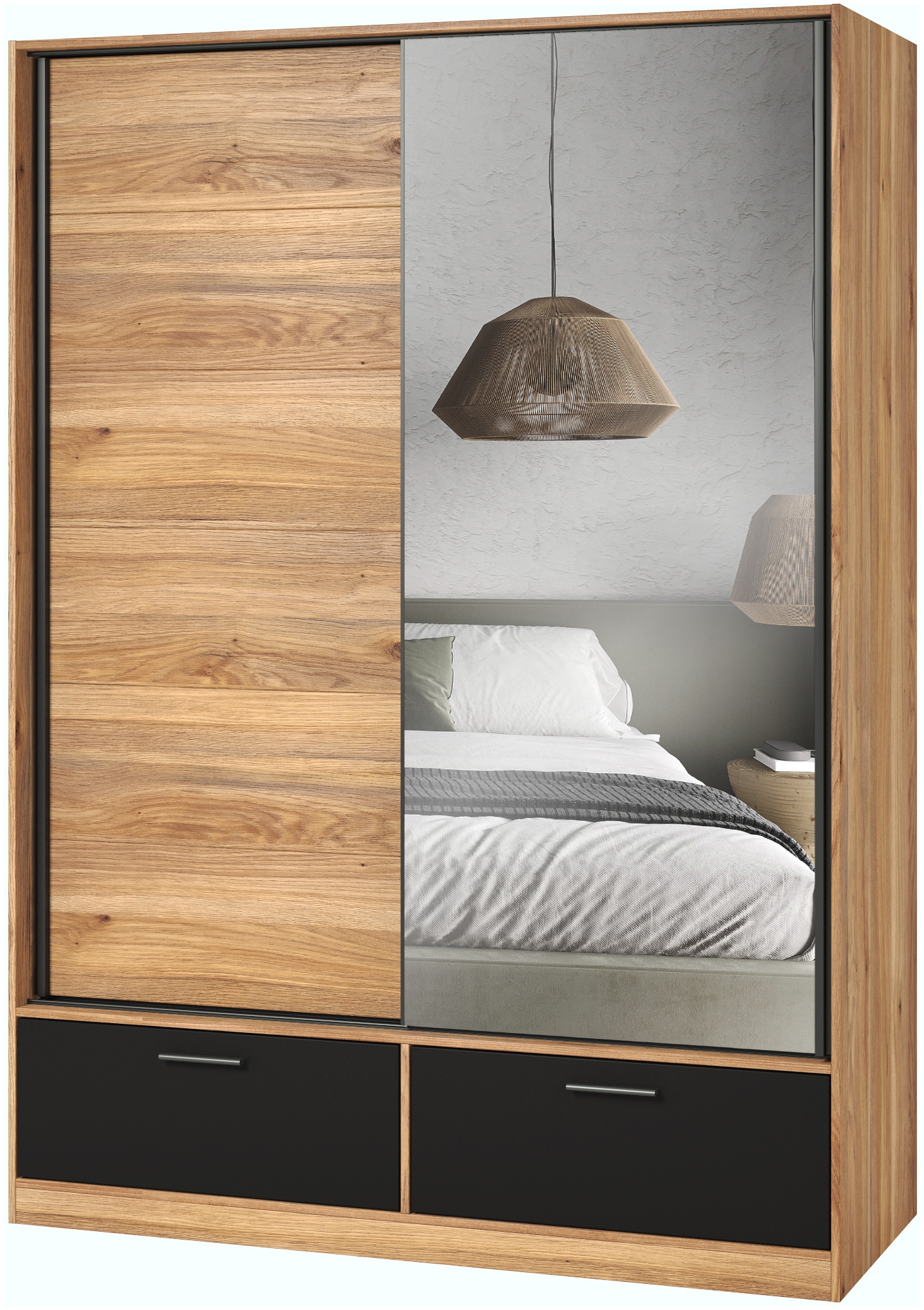 Home affaire Schwebetürenschrank »Faweza,Breite 200 cm, Wäscheschrank incl. kompletter Innenausstattung« Schiebetürenschrank mit Schubladen, Kleiderschrank, Spiegeltür