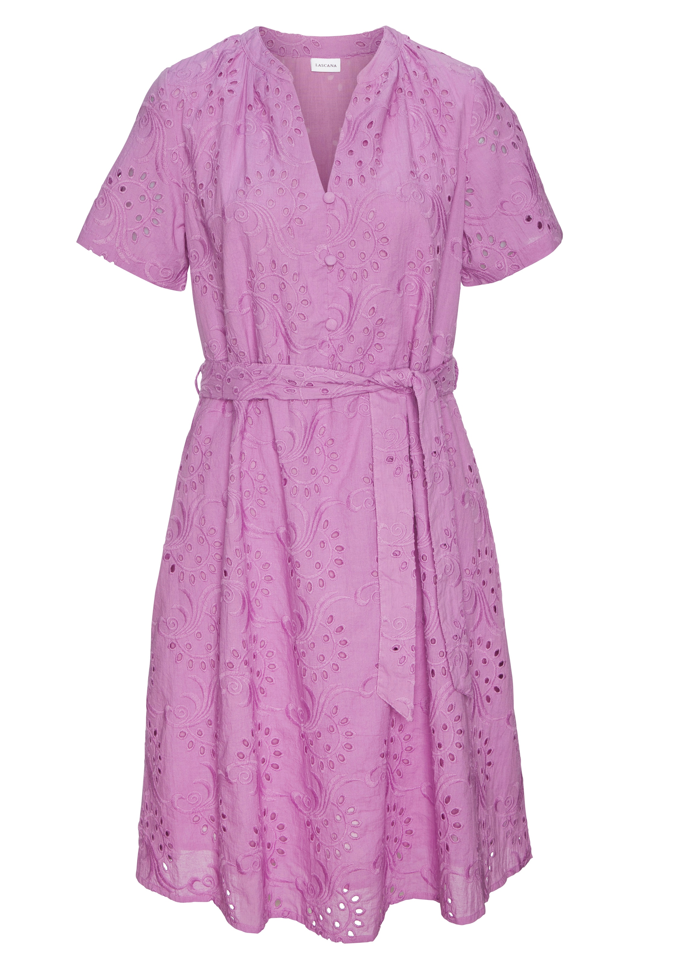 LASCANA Blusenkleid und Lochstickerei, Spitzenkleid