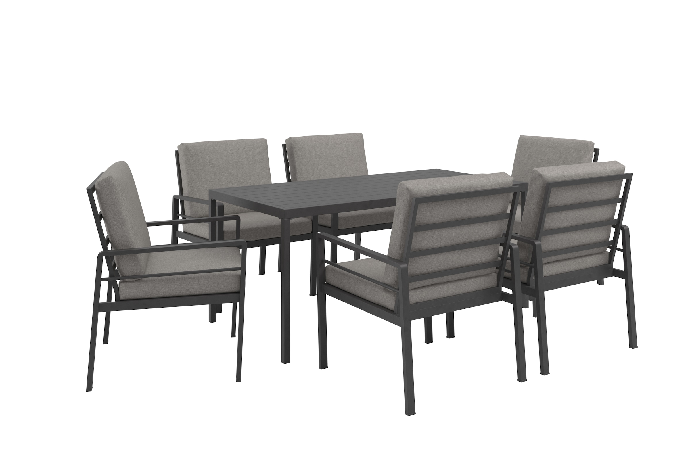 KONIFERA Garten-Essgruppe »»New Jersey«« Set, 6 Sessel, Tisch 80x160x71 cm, inkl. Auflagen, 19 Stk. tlg. Aluminium/Polyrattan